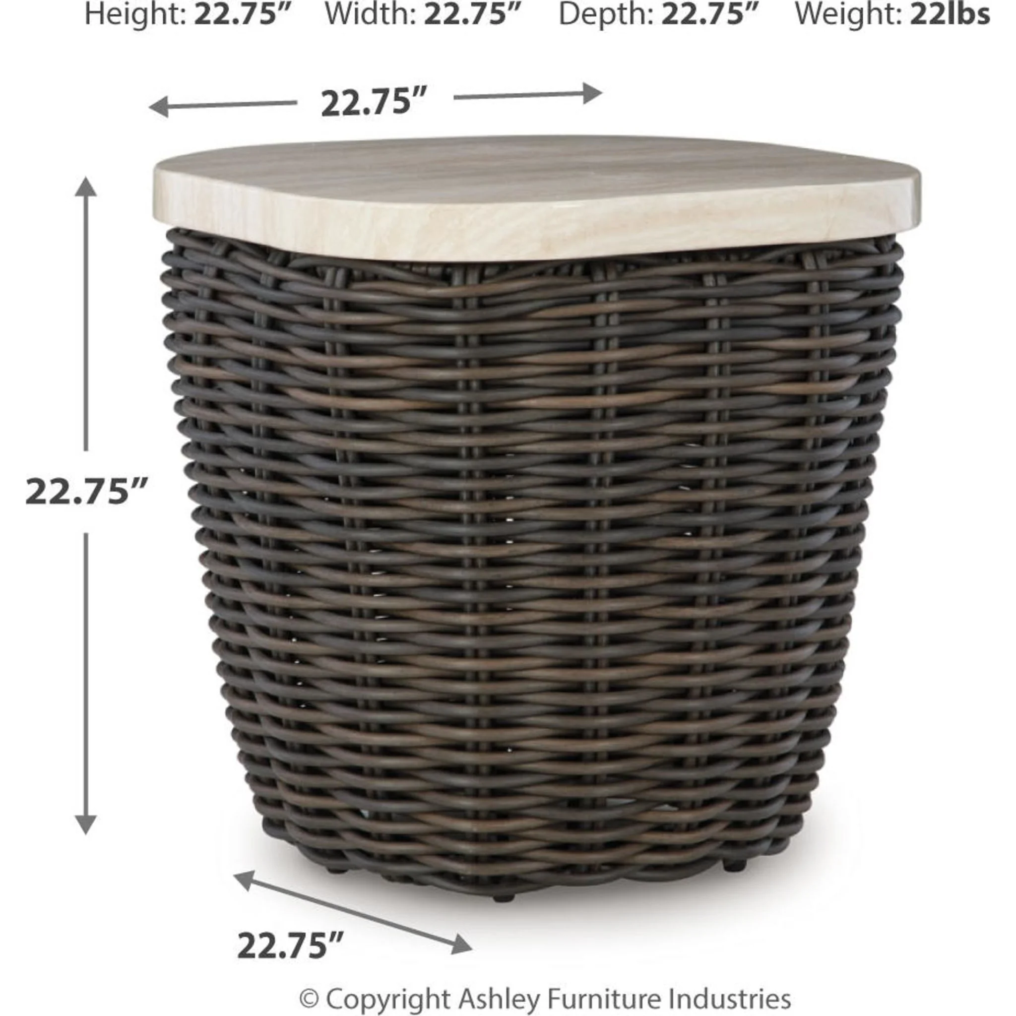 Kimora Outdoor End Table - Beige/Dark Brown - Image 3
