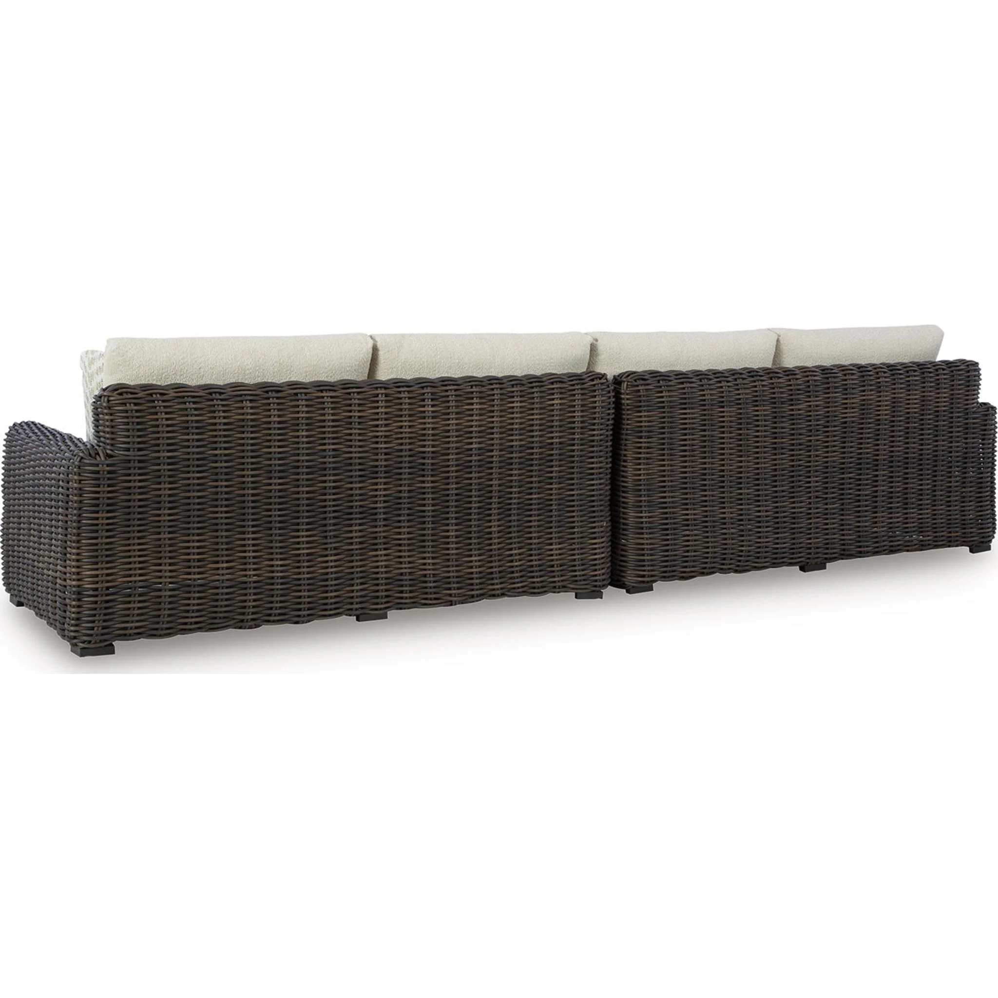 Kimora Outdoor Left and Right Arm Loveseat with Cushion - Beige/Dark Brown - Image 4