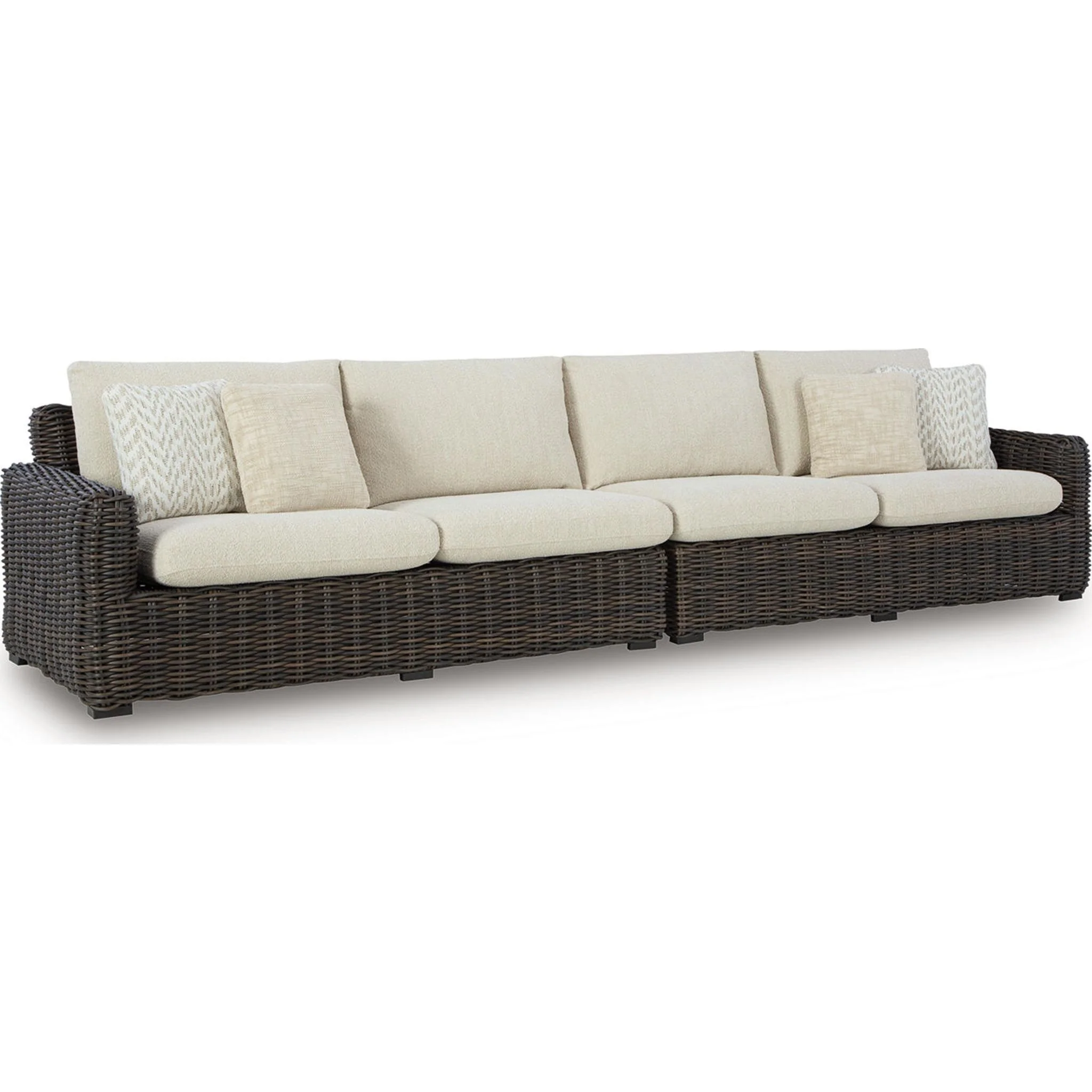 Kimora Outdoor Left and Right Arm Loveseat with Cushion - Beige/Dark Brown - Image 8