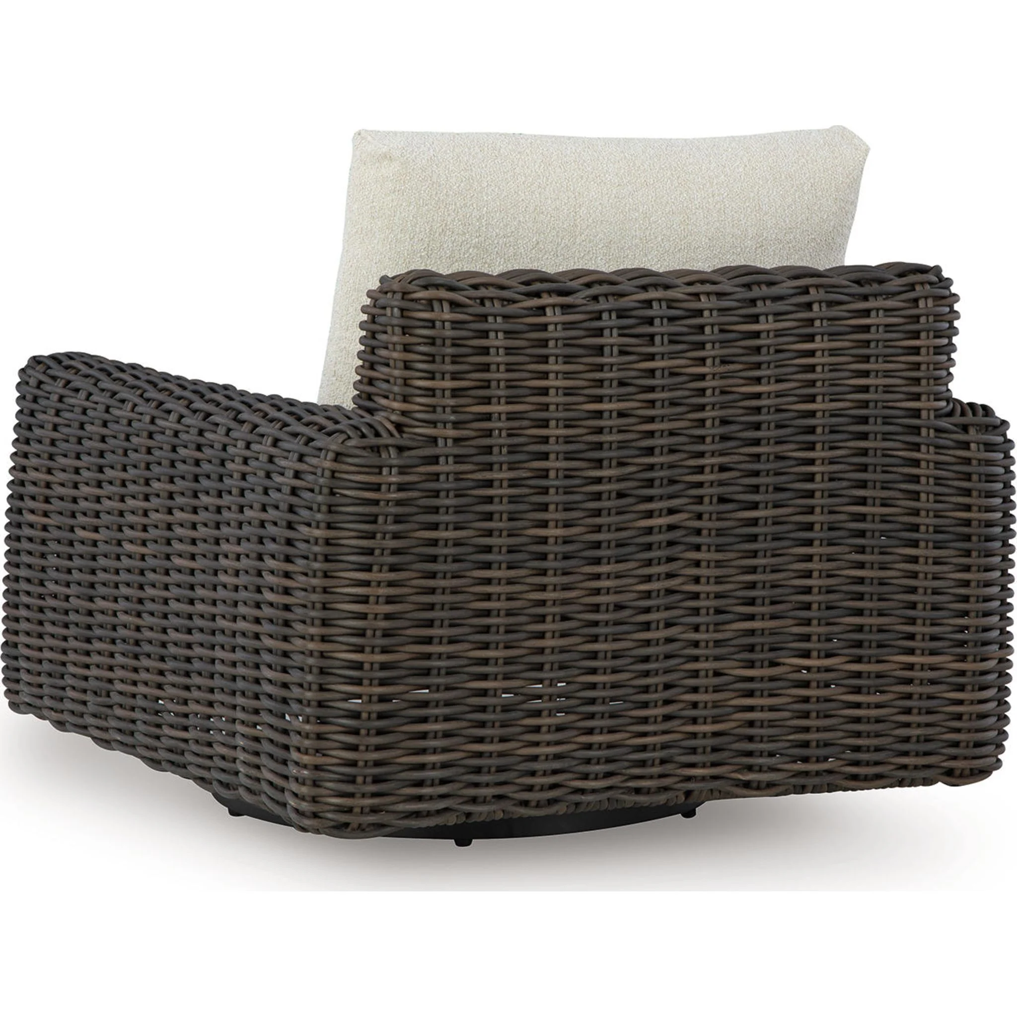Kimora Outdoor Swivel Lounge Chair - Beige/Dark Brown - Image 3