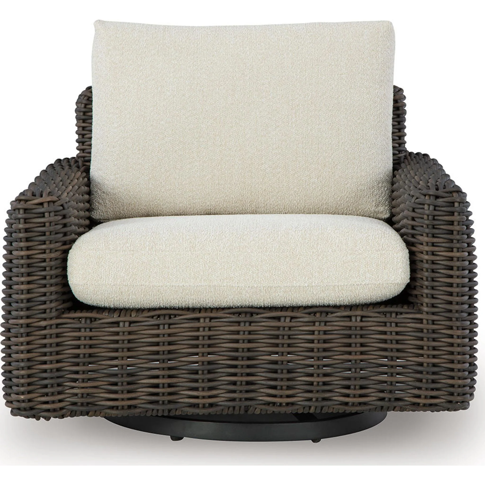 Kimora Outdoor Swivel Lounge Chair - Beige/Dark Brown - Image 4