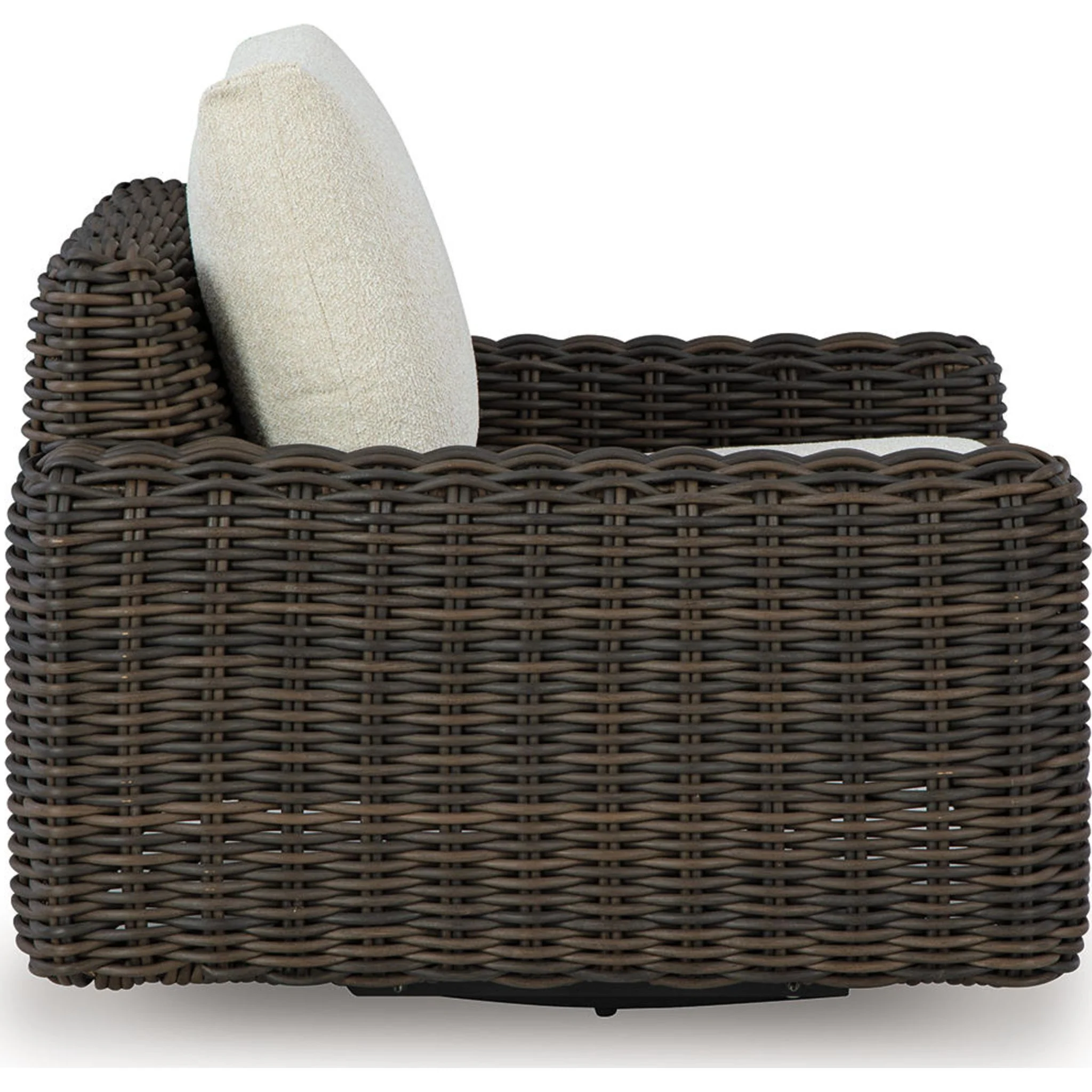 Kimora Outdoor Swivel Lounge Chair - Beige/Dark Brown - Image 5