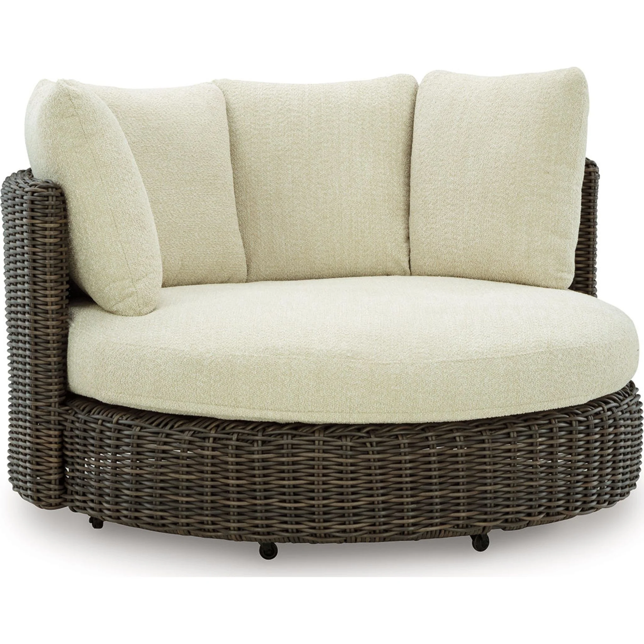 Kimora Outdoor Swivel Lounge Chair with Cushion - Beige/Dark Brown