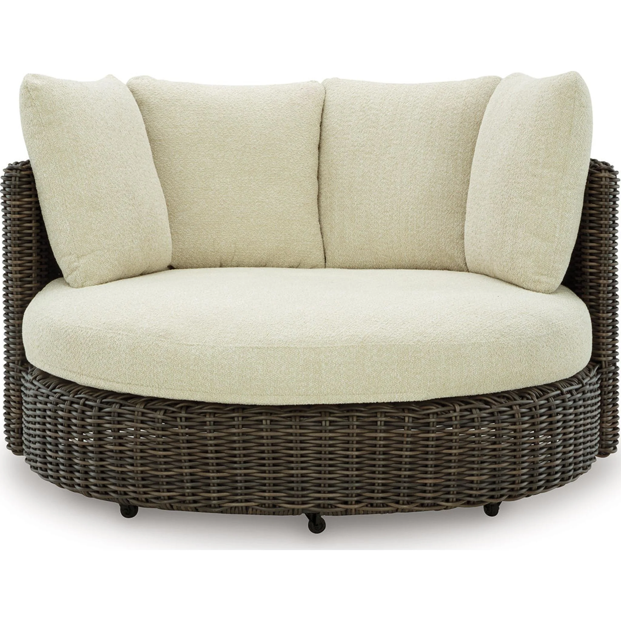Kimora Outdoor Swivel Lounge Chair with Cushion - Beige/Dark Brown - Image 4