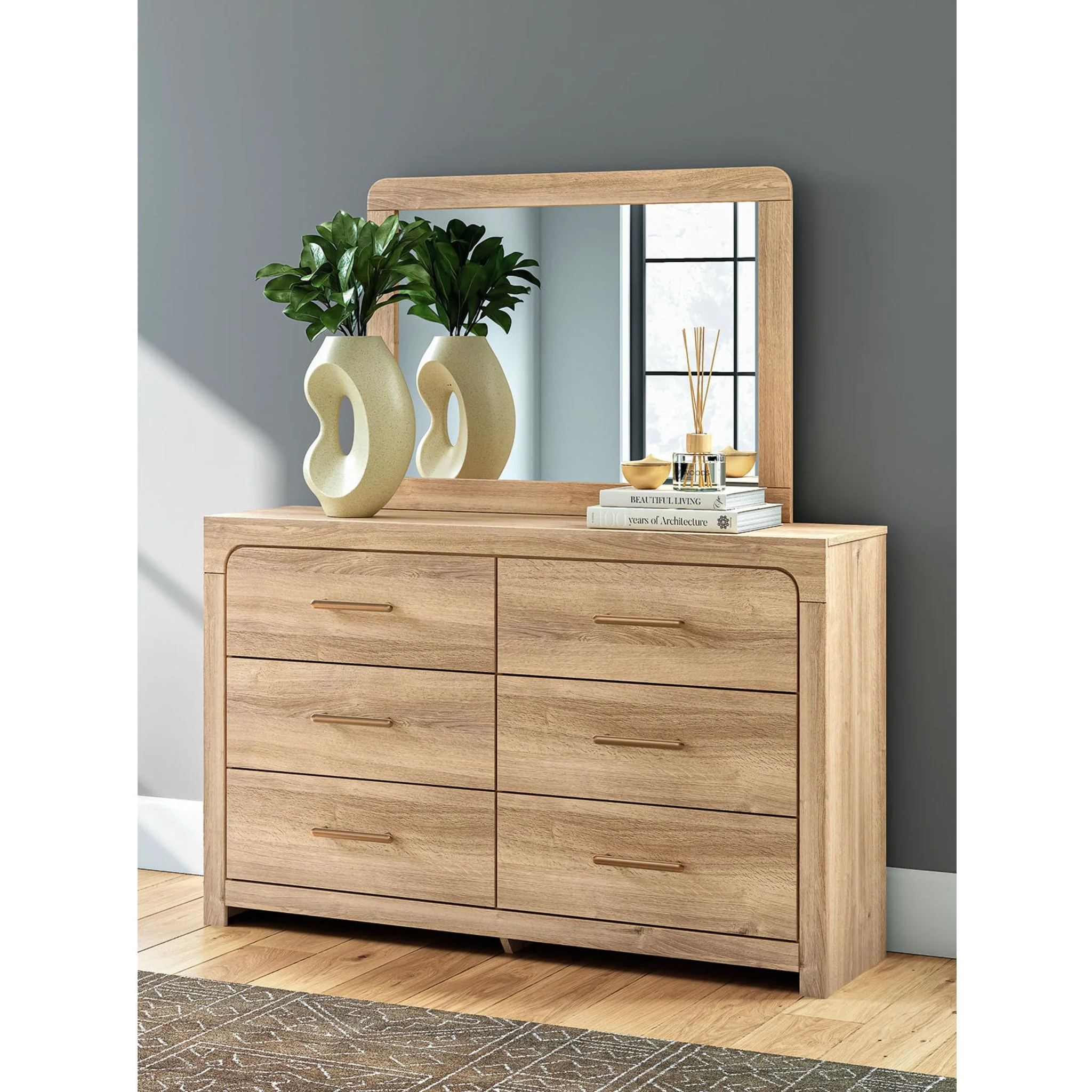 Kinlanni 6 Piece King Panel Bedroom - Tan - Image 9