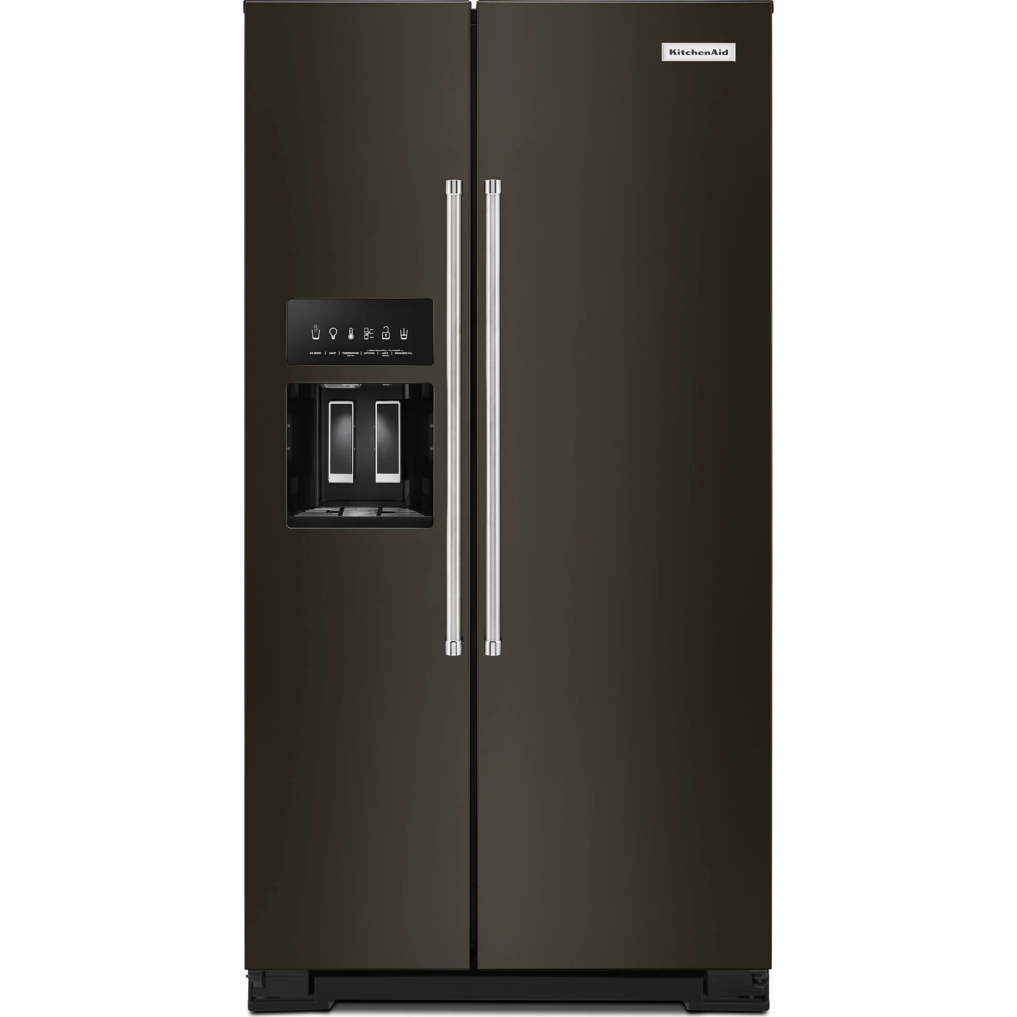 KitchenAid 19.9 cu.. ft. Counter-Depth Side-by-Side Refrigerator with Exterior Ice and Water - Black Stainless (KRSC700HBS)