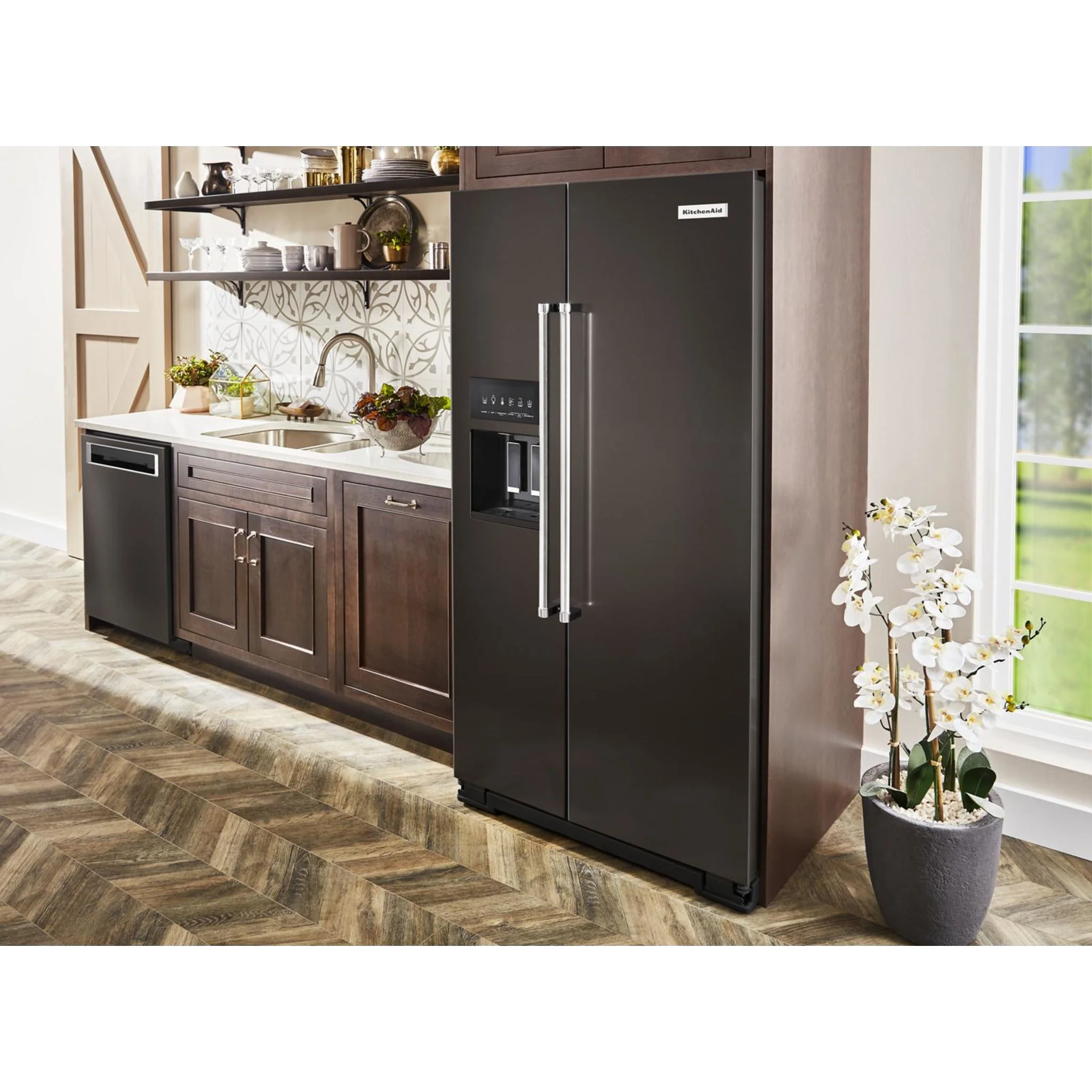 KitchenAid 19.9 cu.. ft. Counter-Depth Side-by-Side Refrigerator with Exterior Ice and Water - Black Stainless (KRSC700HBS) - Image 34