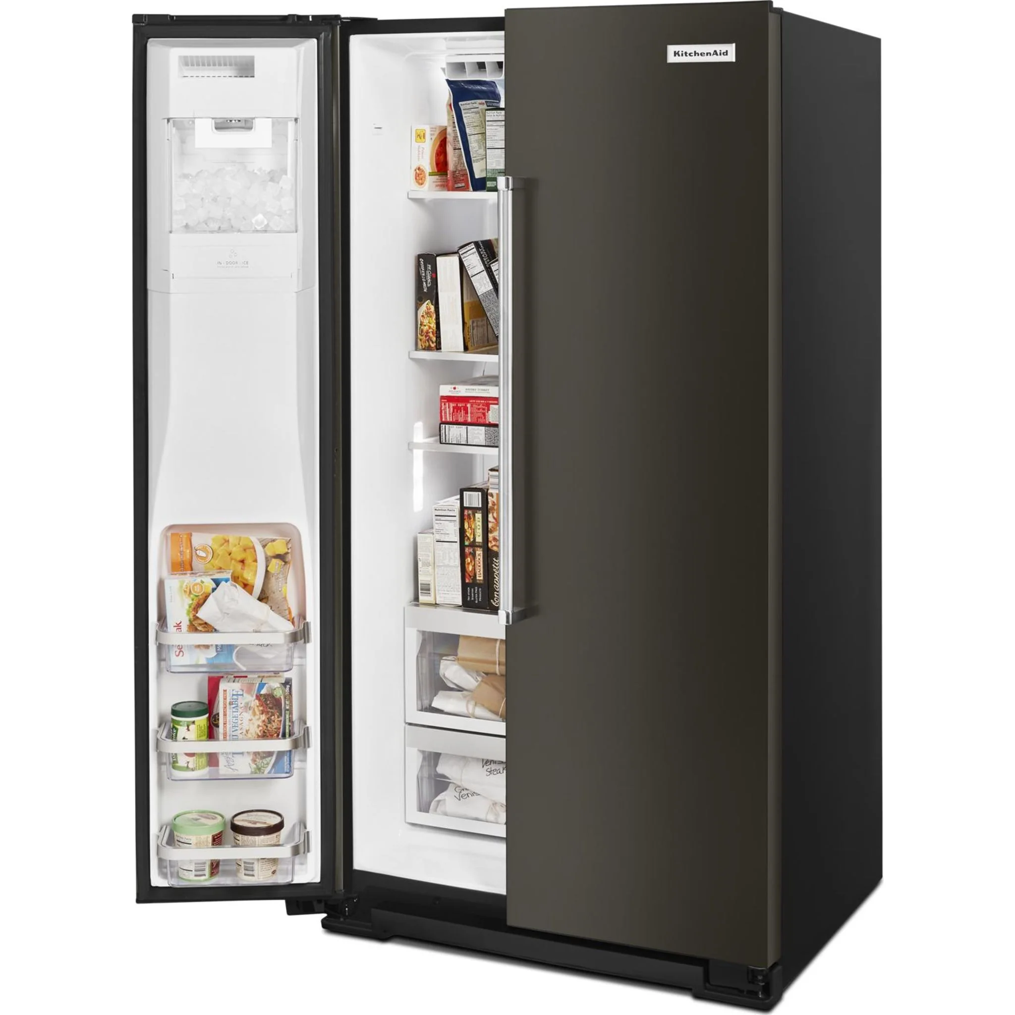 KitchenAid 19.9 cu.. ft. Counter-Depth Side-by-Side Refrigerator with Exterior Ice and Water - Black Stainless (KRSC700HBS) - Image 36