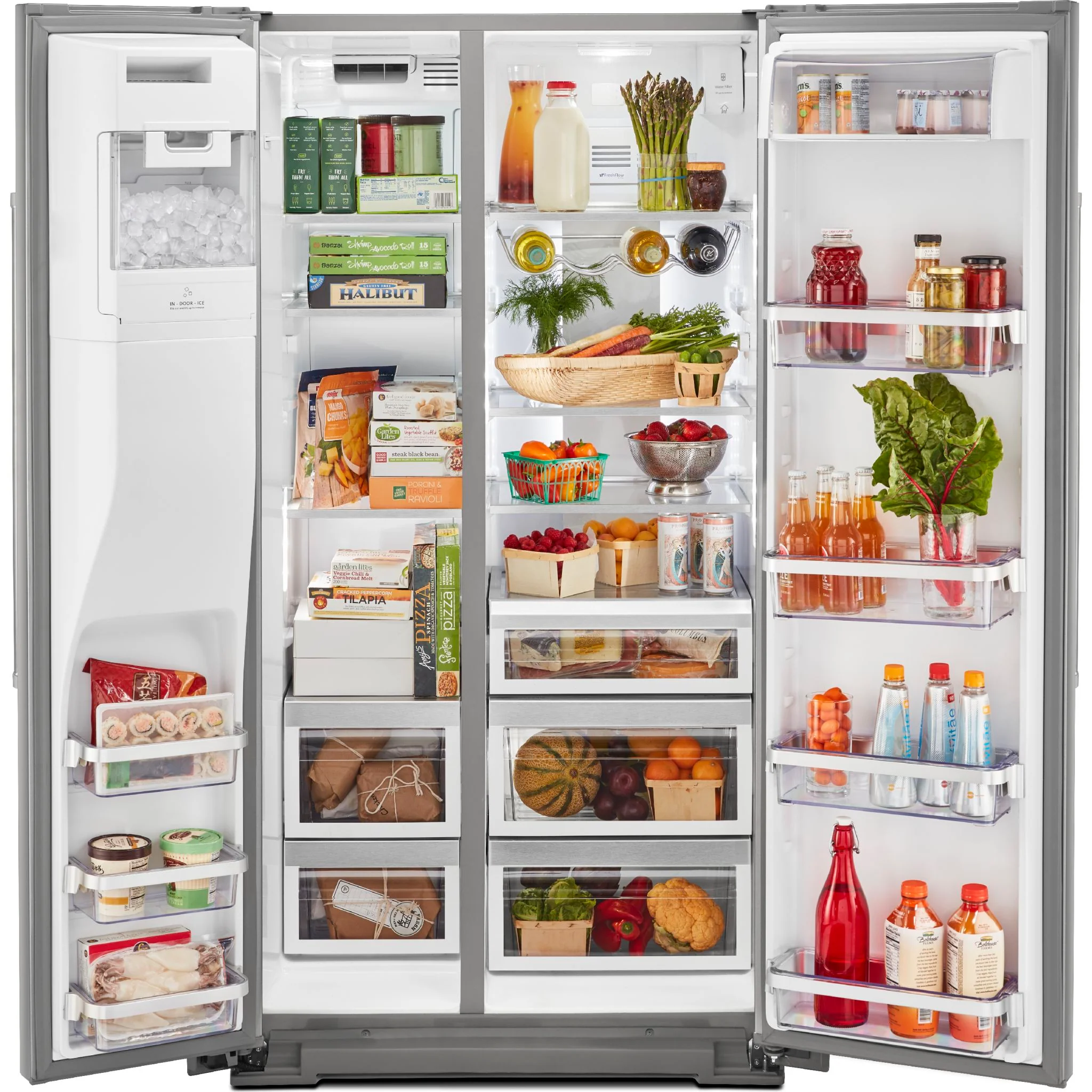 KitchenAid 19.9 cu.. ft. Counter-Depth Side-by-Side Refrigerator with Exterior Ice and Water and PrintShield finish - Stainless Steel (KRSC700HPS) - Image 11