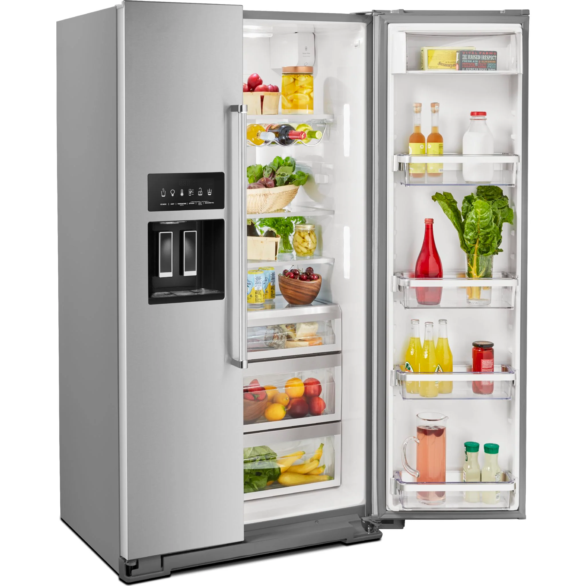 KitchenAid 19.9 cu.. ft. Counter-Depth Side-by-Side Refrigerator with Exterior Ice and Water and PrintShield finish - Stainless Steel (KRSC700HPS) - Image 13