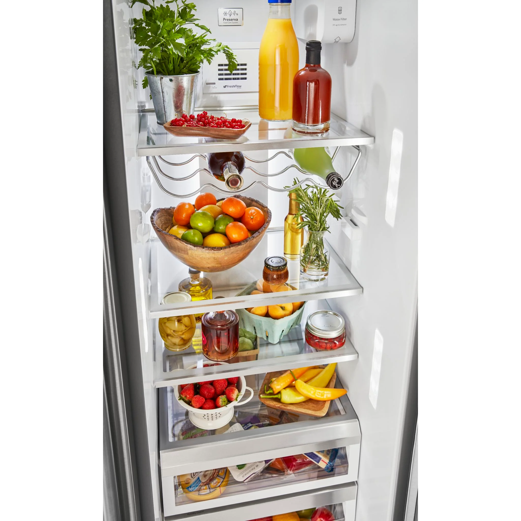 KitchenAid 19.9 cu.. ft. Counter-Depth Side-by-Side Refrigerator with Exterior Ice and Water and PrintShield finish - Stainless Steel (KRSC700HPS) - Image 14