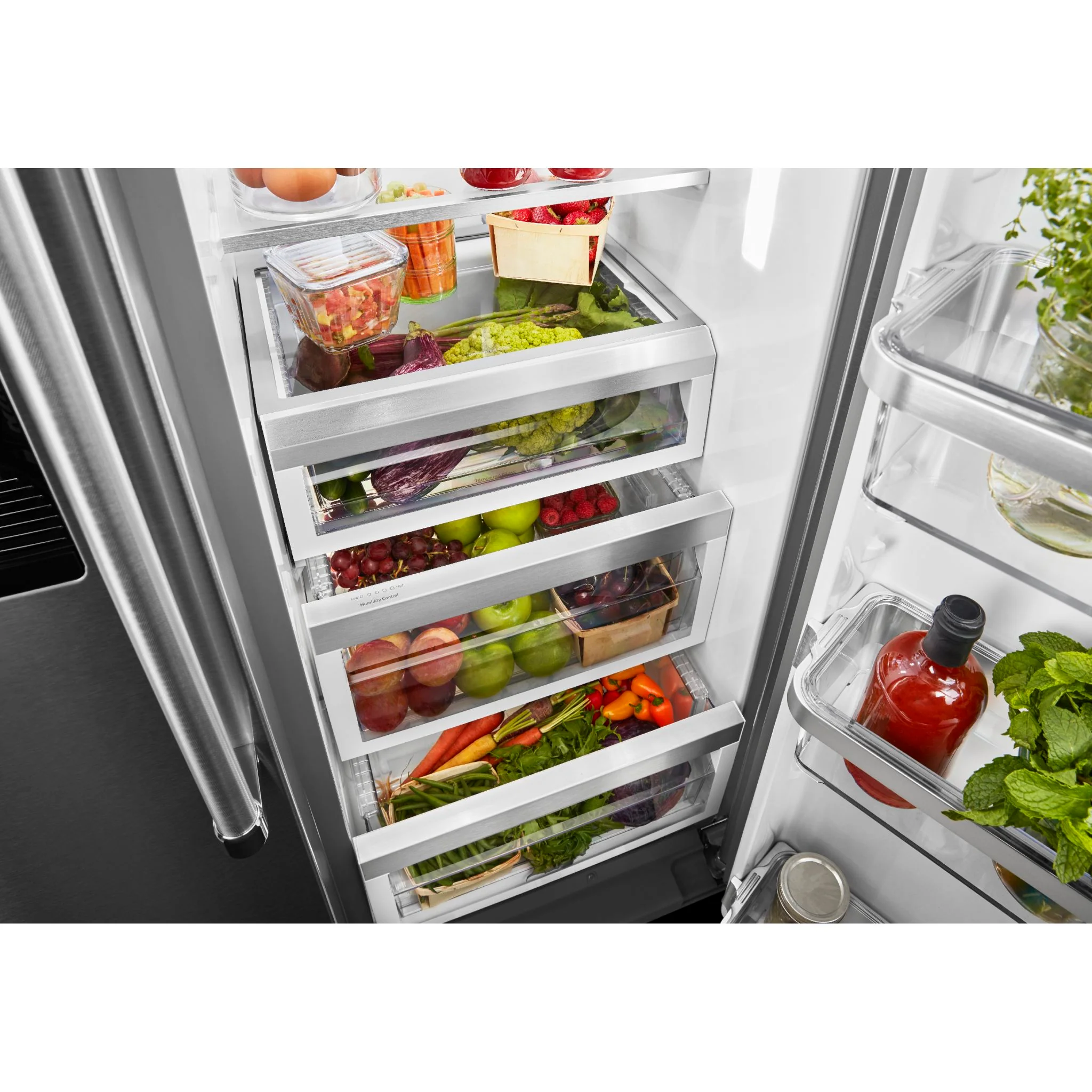 KitchenAid 19.9 cu.. ft. Counter-Depth Side-by-Side Refrigerator with Exterior Ice and Water and PrintShield finish - Stainless Steel (KRSC700HPS) - Image 17
