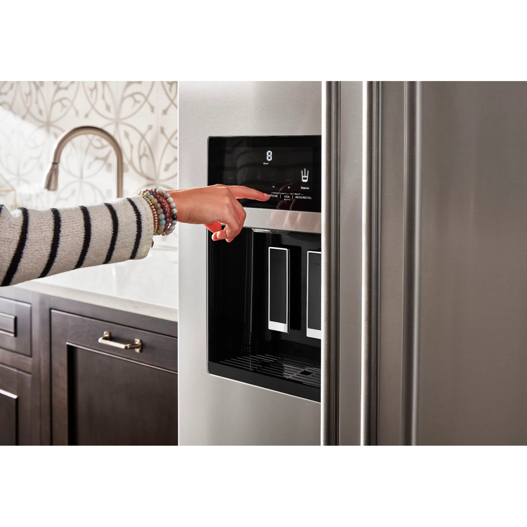 KitchenAid 19.9 cu.. ft. Counter-Depth Side-by-Side Refrigerator with Exterior Ice and Water and PrintShield finish - Stainless Steel (KRSC700HPS) - Image 20