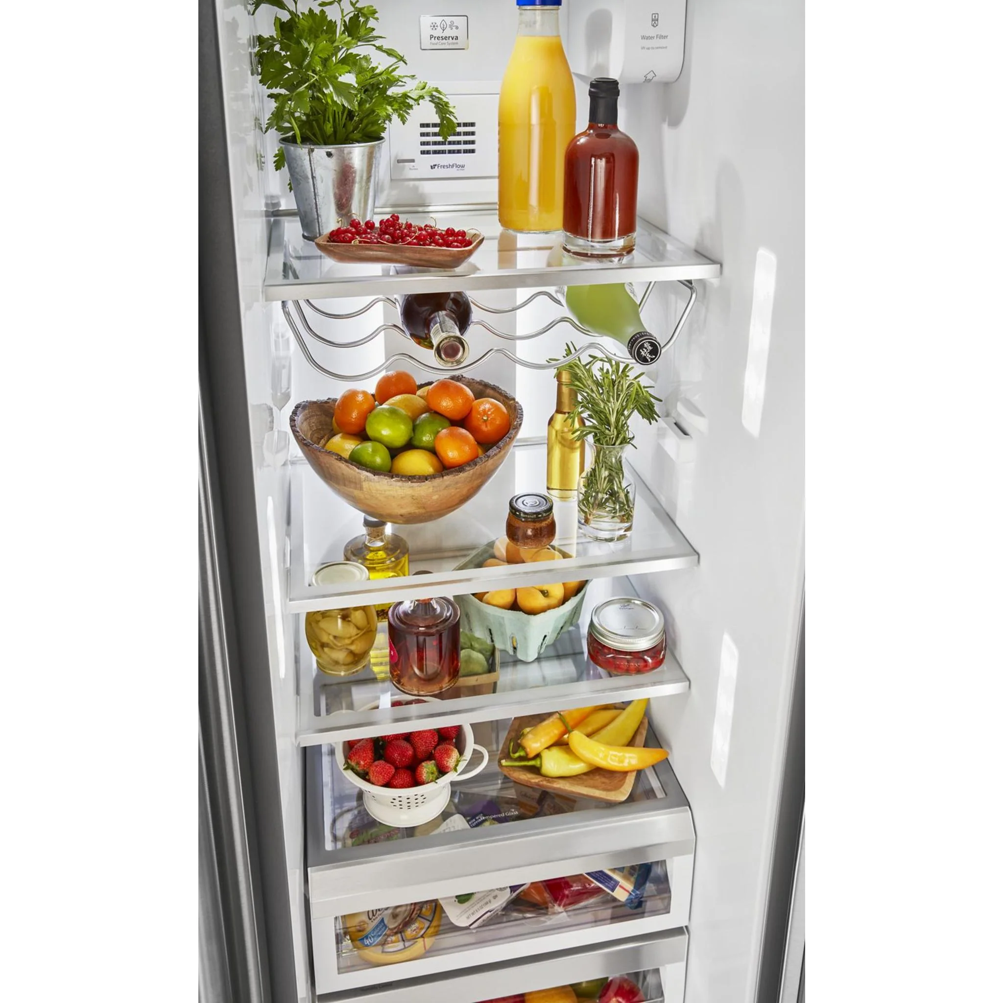 KitchenAid 19.9 cu.. ft. Counter-Depth Side-by-Side Refrigerator with Exterior Ice and Water and PrintShield finish - Stainless Steel (KRSC700HPS) - Image 23