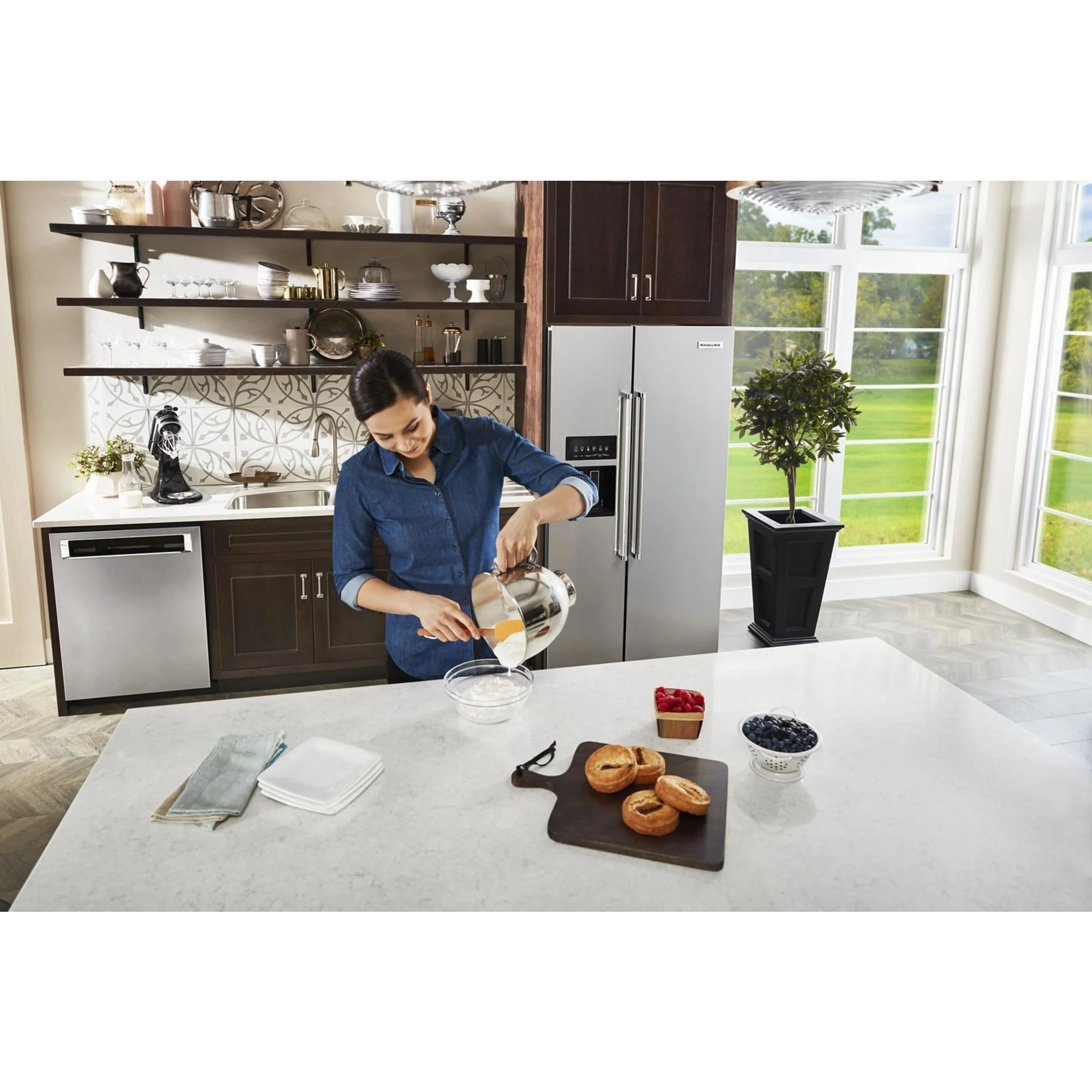 KitchenAid 19.9 cu.. ft. Counter-Depth Side-by-Side Refrigerator with Exterior Ice and Water and PrintShield finish - Stainless Steel (KRSC700HPS) - Image 29