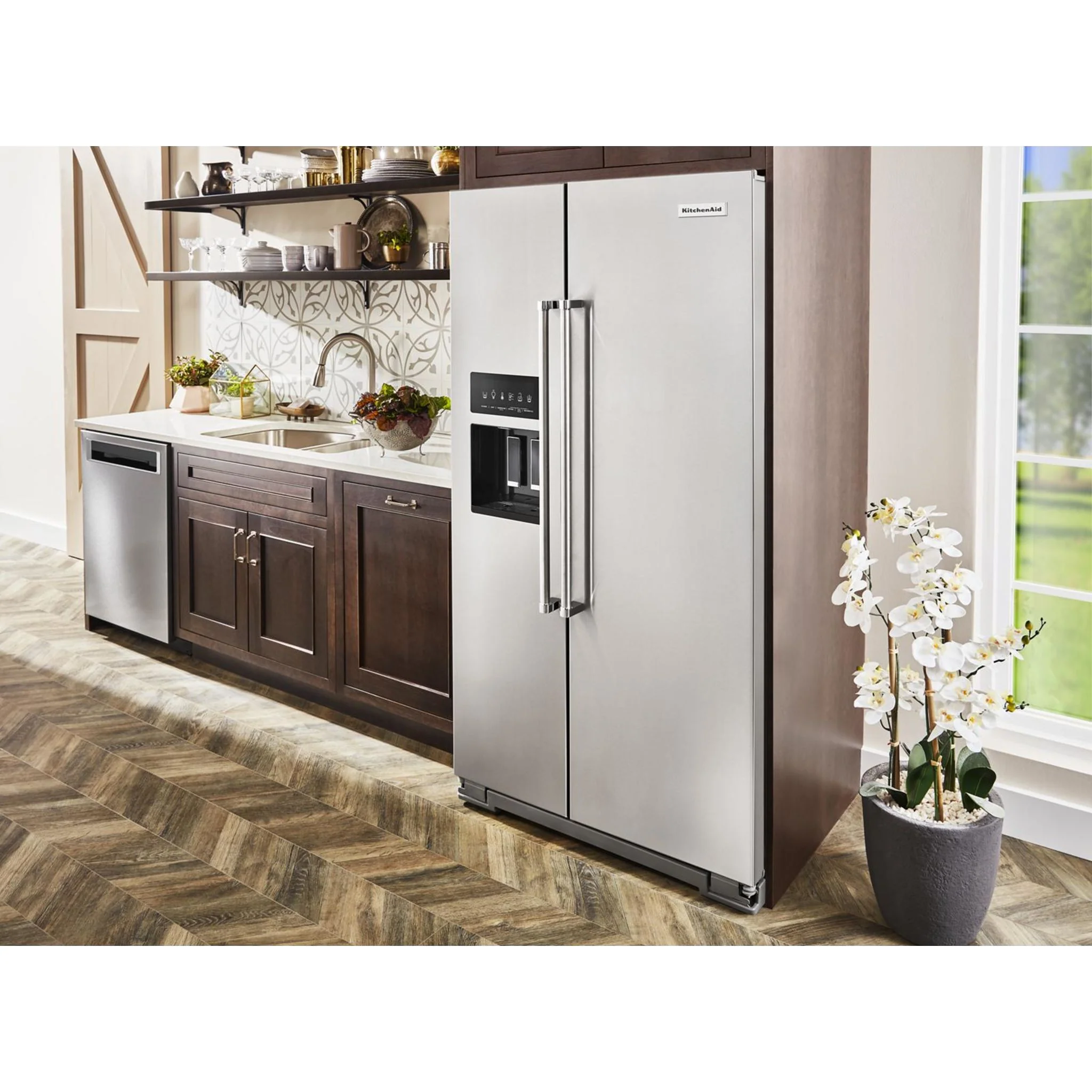 KitchenAid 19.9 cu.. ft. Counter-Depth Side-by-Side Refrigerator with Exterior Ice and Water and PrintShield finish - Stainless Steel (KRSC700HPS) - Image 33