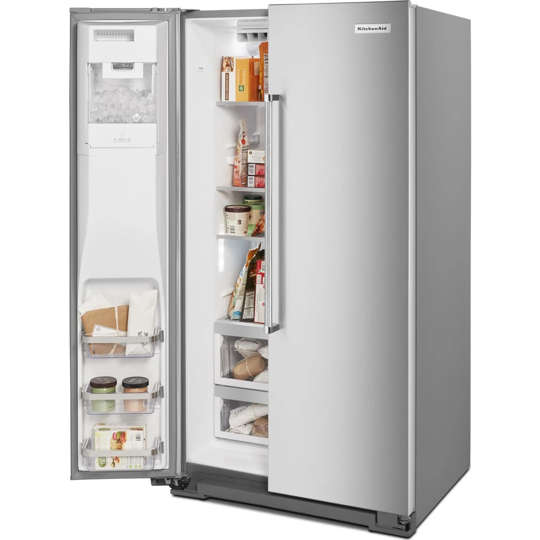 KitchenAid 19.9 cu.. ft. Counter-Depth Side-by-Side Refrigerator with Exterior Ice and Water and PrintShield finish - Stainless Steel (KRSC700HPS) - Image 37