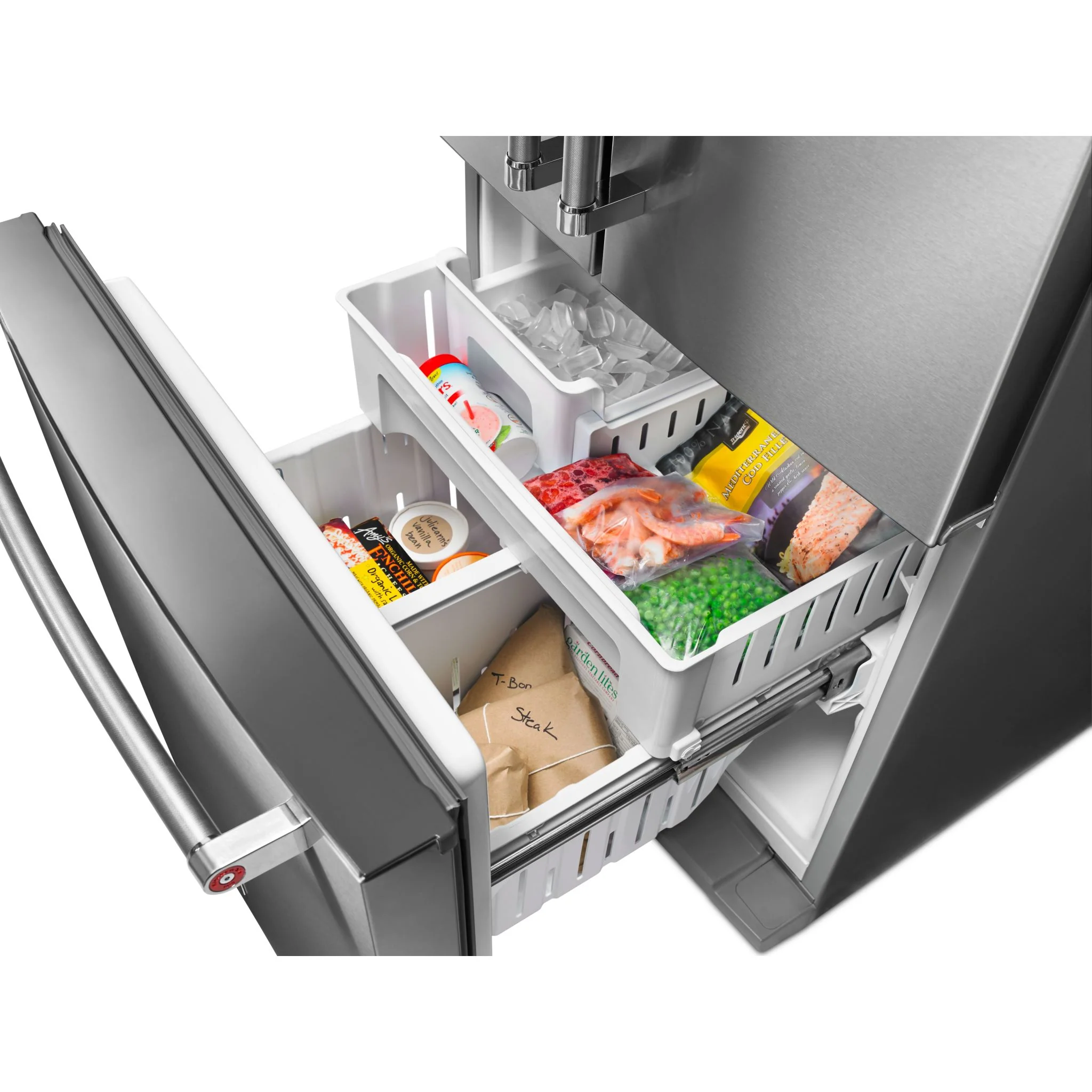 KitchenAid 20 cu.ft. 30" Width Standard Depth French Door Refrigerator with Interior Dispense - Stainless Steel (KRFF300ESS) - Image 11