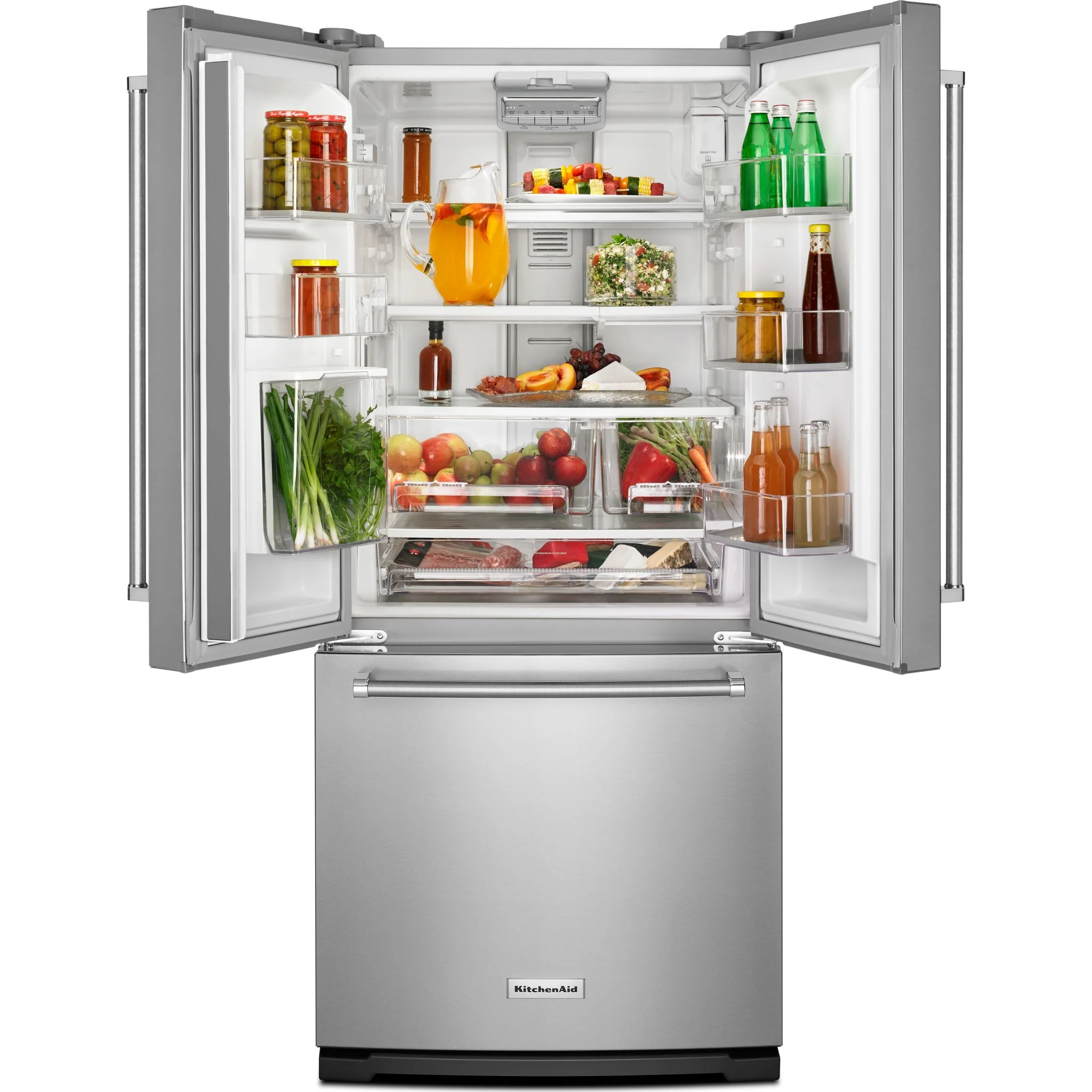 KitchenAid 20 cu.ft. 30" Width Standard Depth French Door Refrigerator with Interior Dispense - Stainless Steel (KRFF300ESS) - Image 8