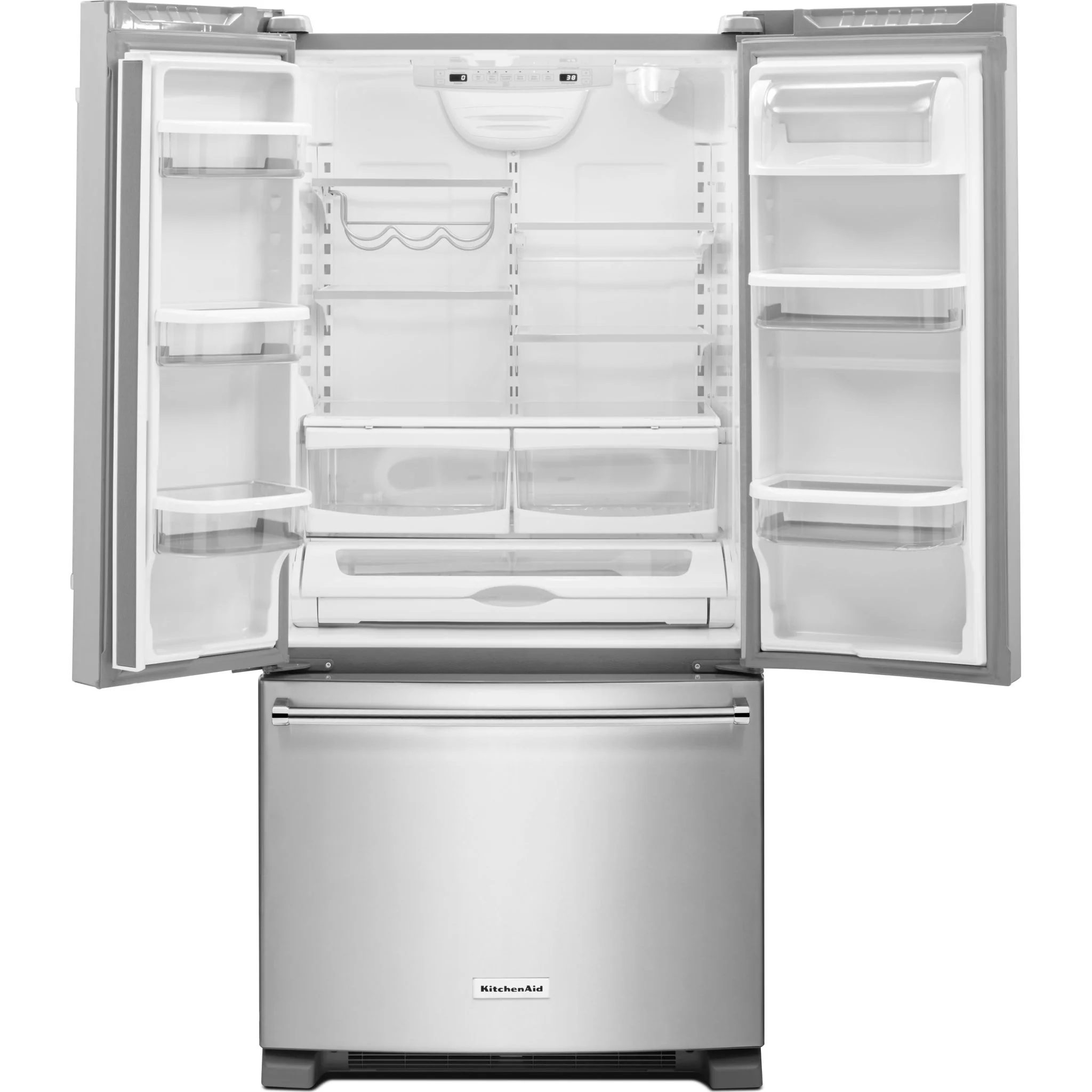 KitchenAid 22 cu. Ft. 33-Inch Width Standard Depth French Door Refrigerator with Interior Dispense -Stainless Steel (KRFF302ESS) - Image 4