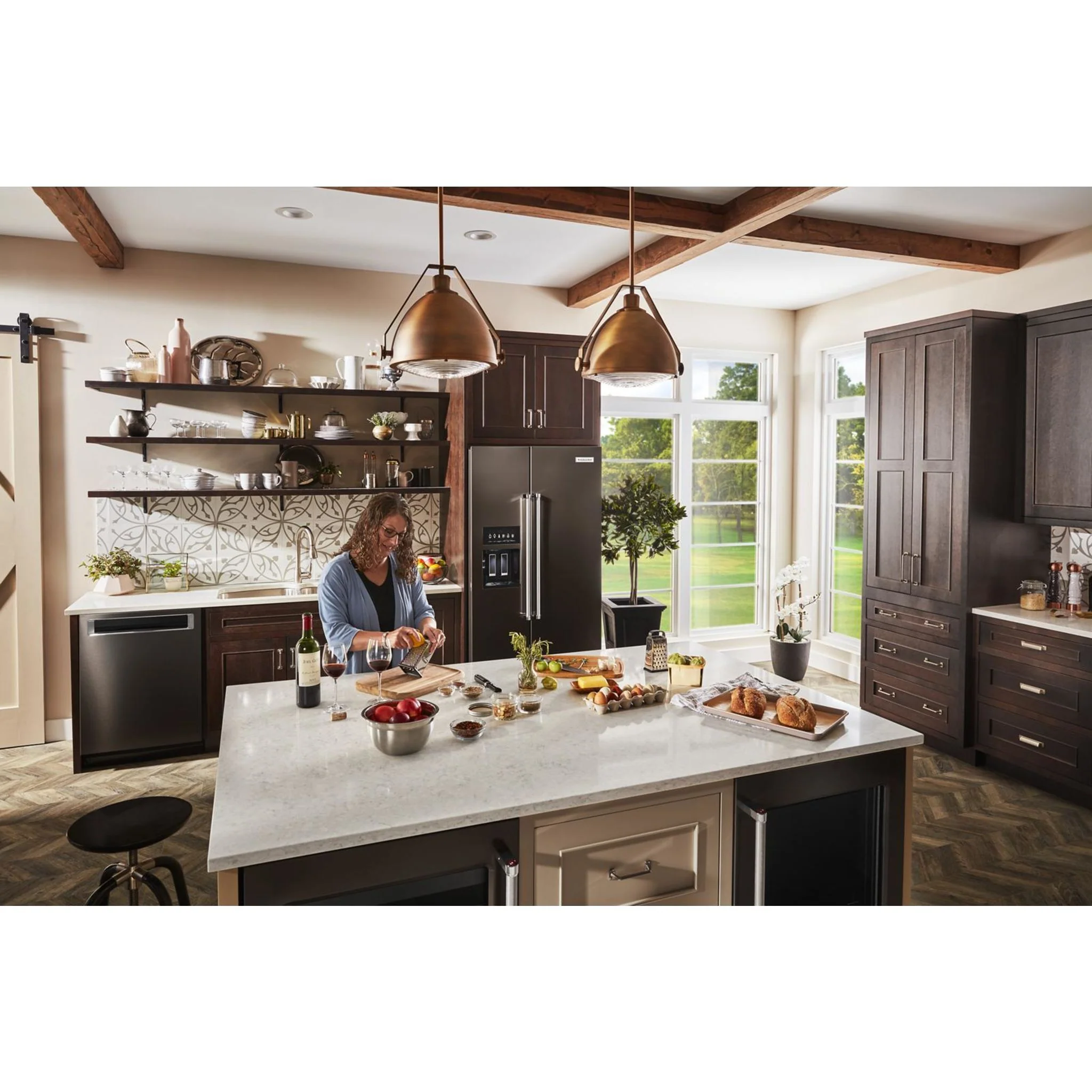 KitchenAid 22.6 cu.. ft. Counter-Depth Side-by-Side Refrigerator with Exterior Ice and Water - Black Stainless (KRSC703HBS) - Image 32