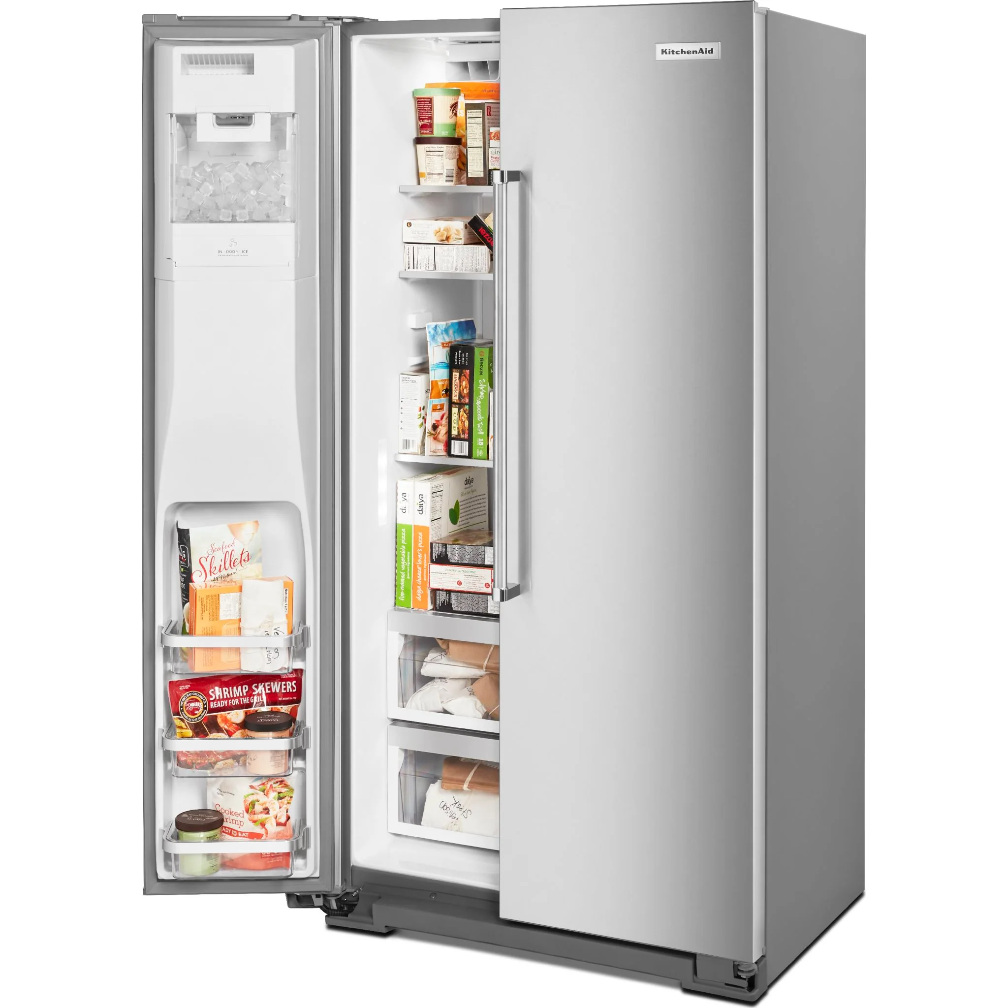 KitchenAid 22.6 cu.. ft. Counter-Depth Side-by-Side Refrigerator with Exterior Ice and Water and PrintShield finish -Stainless Steel (KRSC703HPS) - Image 13