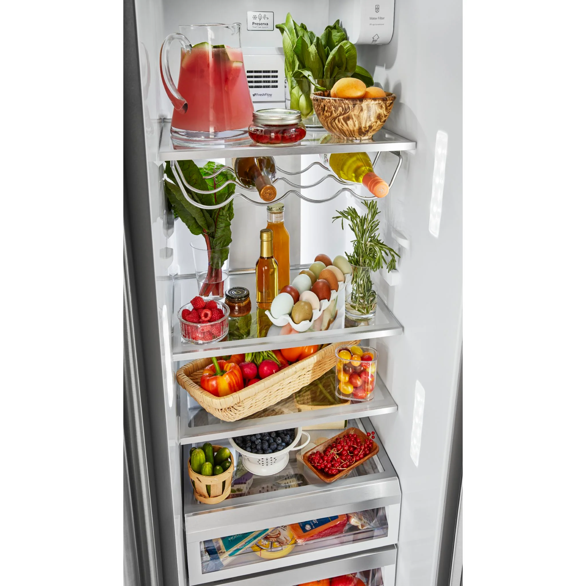 KitchenAid 22.6 cu.. ft. Counter-Depth Side-by-Side Refrigerator with Exterior Ice and Water and PrintShield finish -Stainless Steel (KRSC703HPS) - Image 14