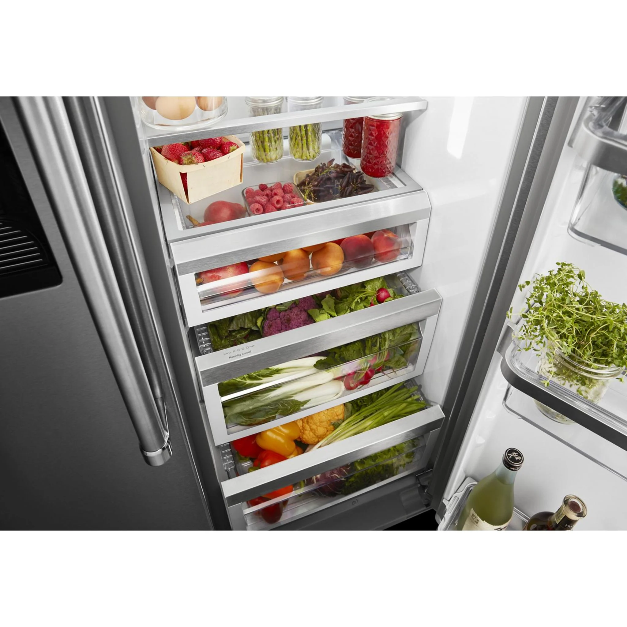 KitchenAid 22.6 cu.. ft. Counter-Depth Side-by-Side Refrigerator with Exterior Ice and Water and PrintShield finish -Stainless Steel (KRSC703HPS) - Image 31