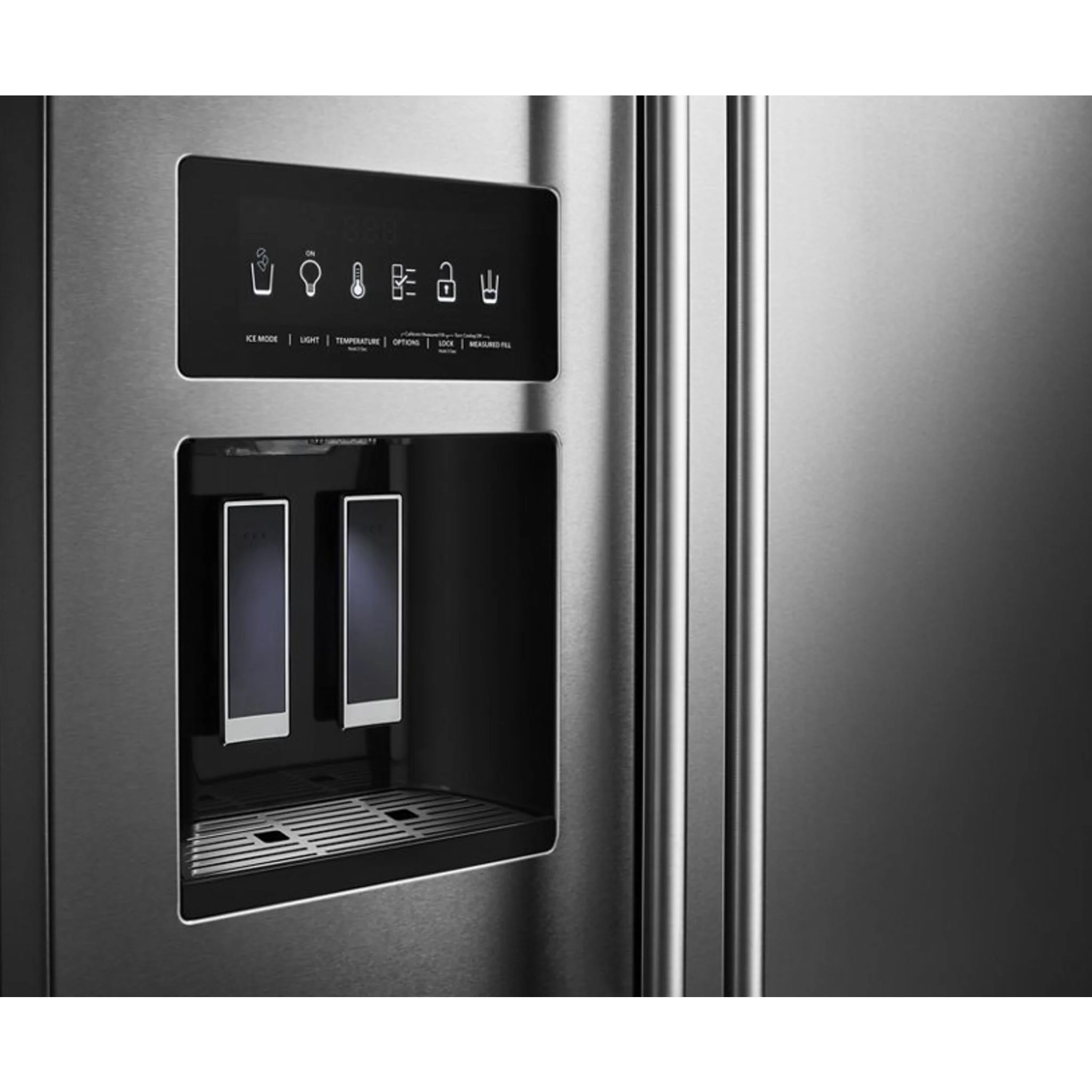 KitchenAid 22.6 cu.. ft. Counter-Depth Side-by-Side Refrigerator with Exterior Ice and Water and PrintShield finish -Stainless Steel (KRSC703HPS) - Image 36