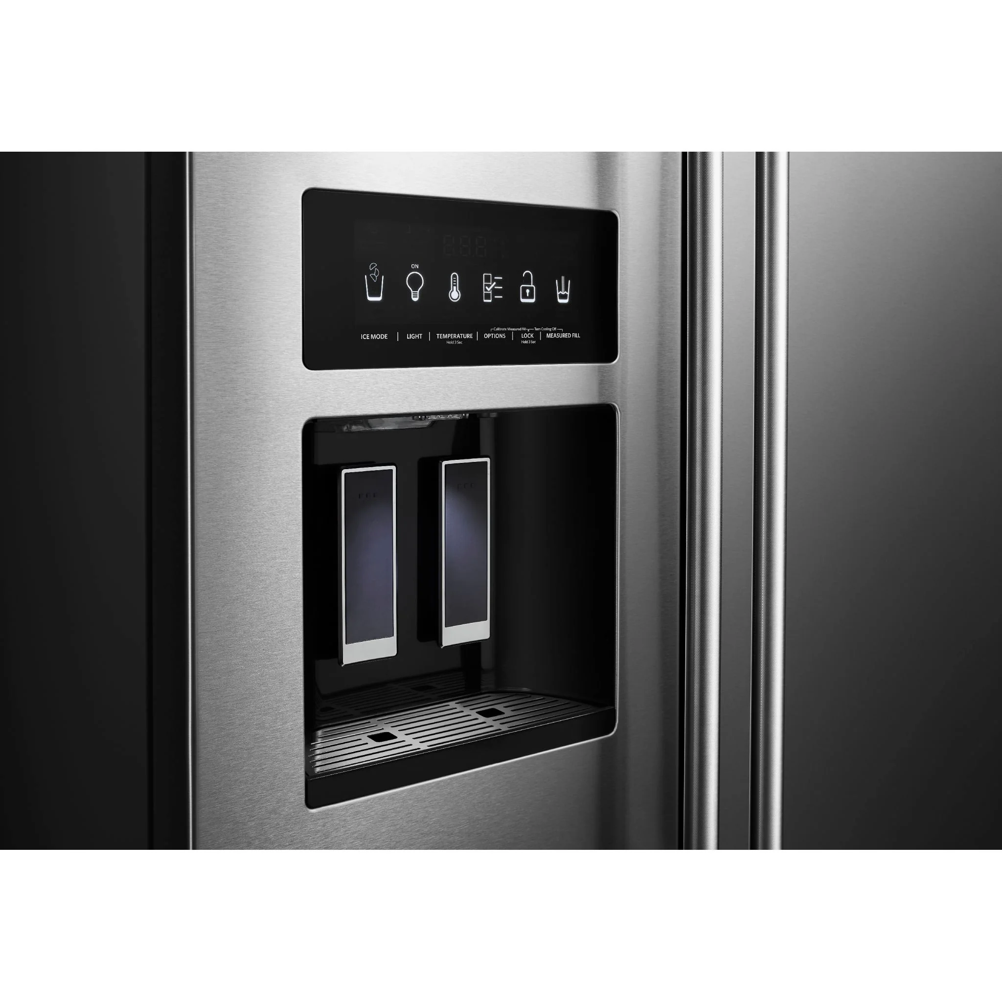 KitchenAid 24.8 cu.. ft. Side-by-Side Refrigerator with Exterior Ice and Water and PrintShield finish - Stainless Steel (KRSF705HPS) - Image 10