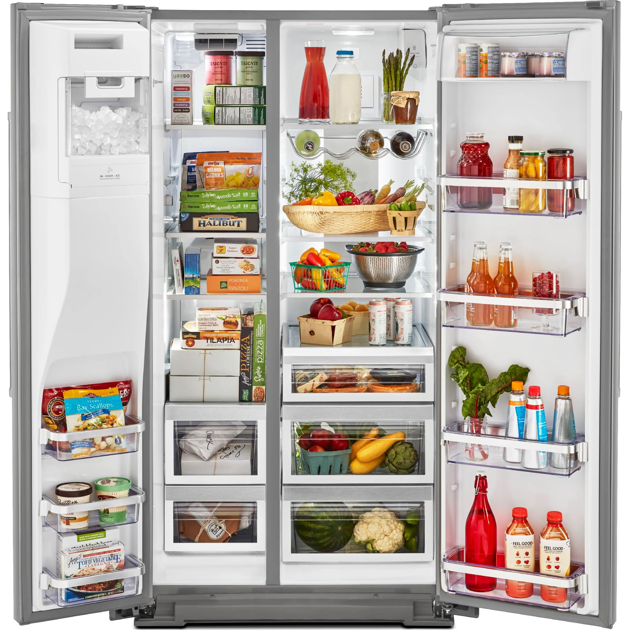 KitchenAid 24.8 cu.. ft. Side-by-Side Refrigerator with Exterior Ice and Water and PrintShield finish - Stainless Steel (KRSF705HPS) - Image 12