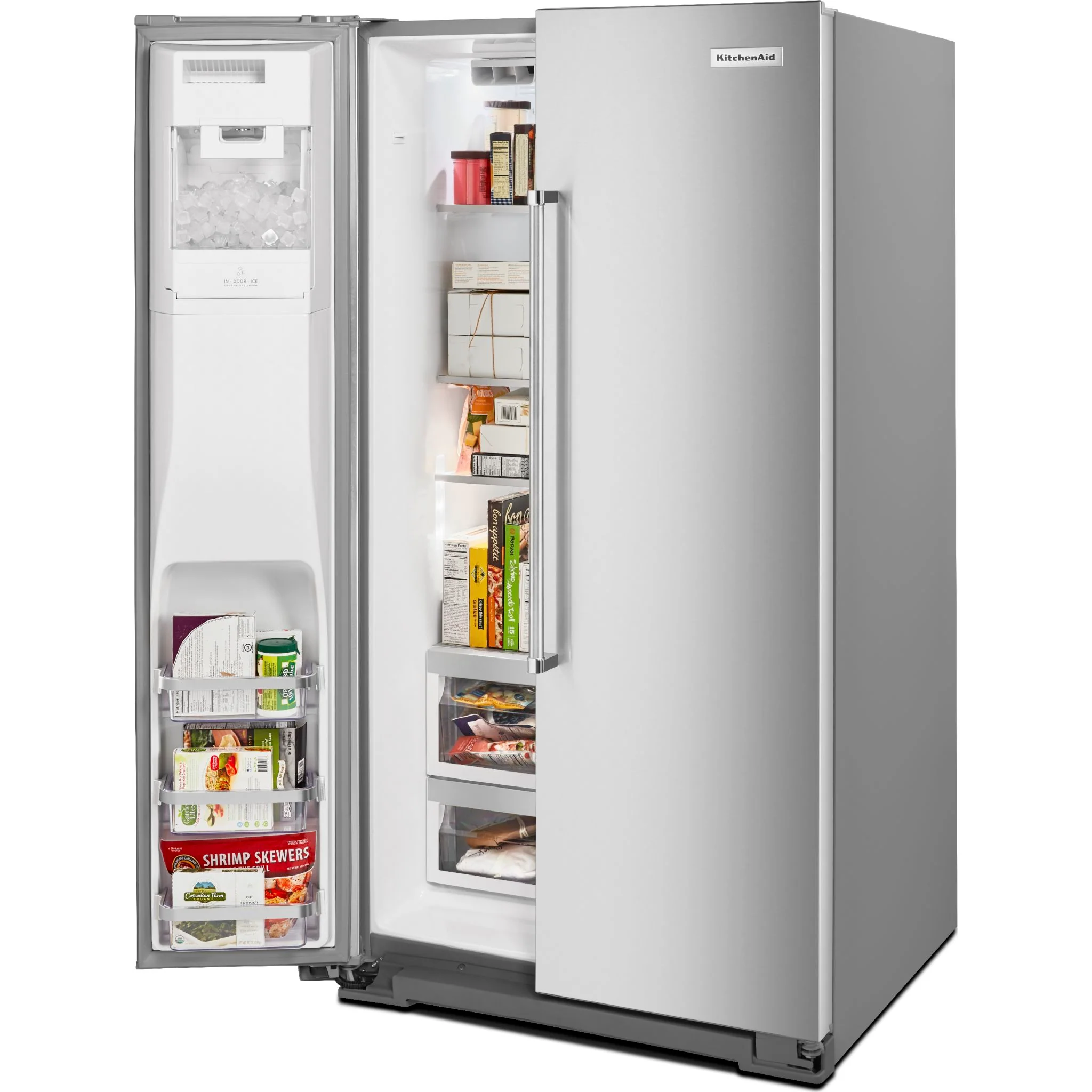 KitchenAid 24.8 cu.. ft. Side-by-Side Refrigerator with Exterior Ice and Water and PrintShield finish - Stainless Steel (KRSF705HPS) - Image 13