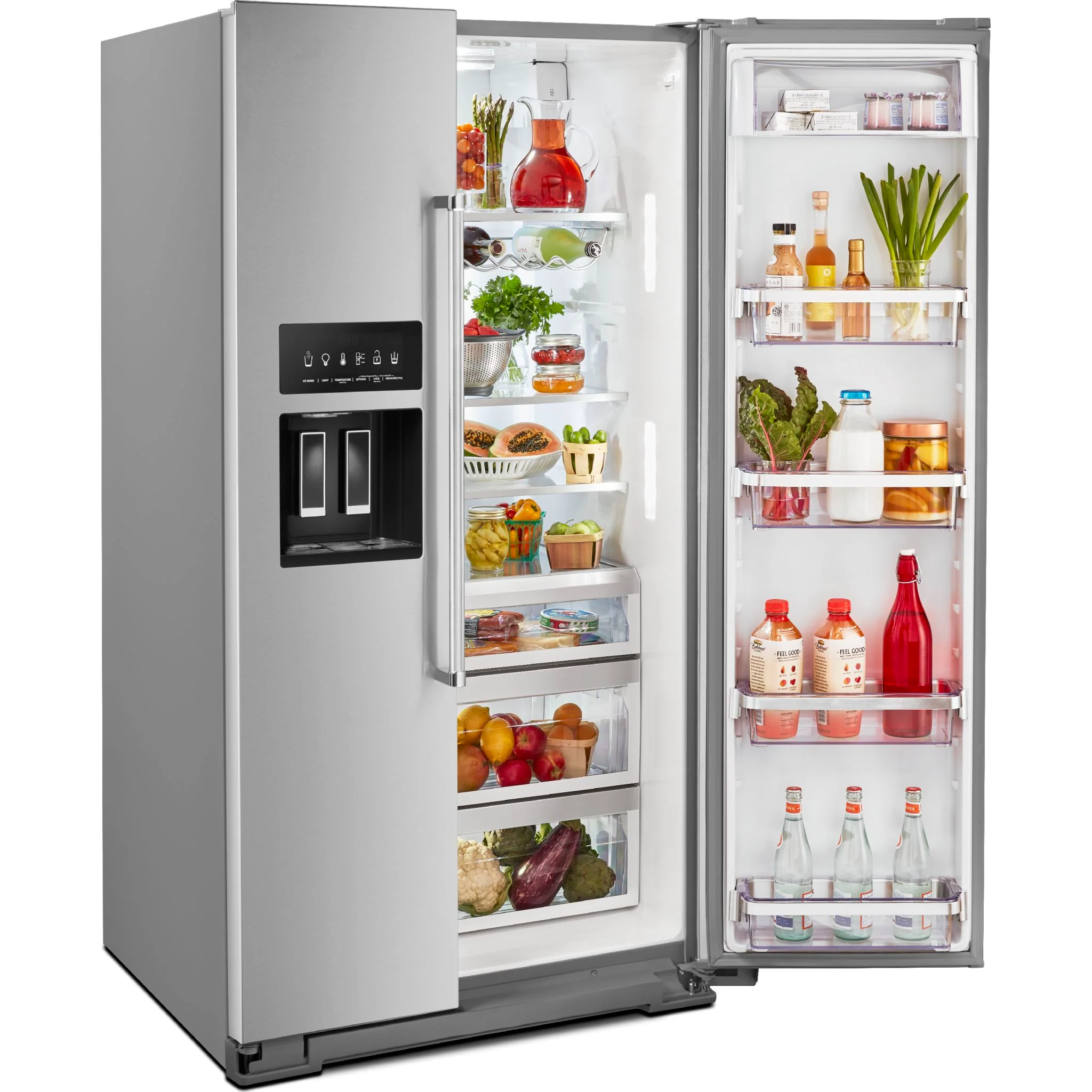 KitchenAid 24.8 cu.. ft. Side-by-Side Refrigerator with Exterior Ice and Water and PrintShield finish - Stainless Steel (KRSF705HPS) - Image 14
