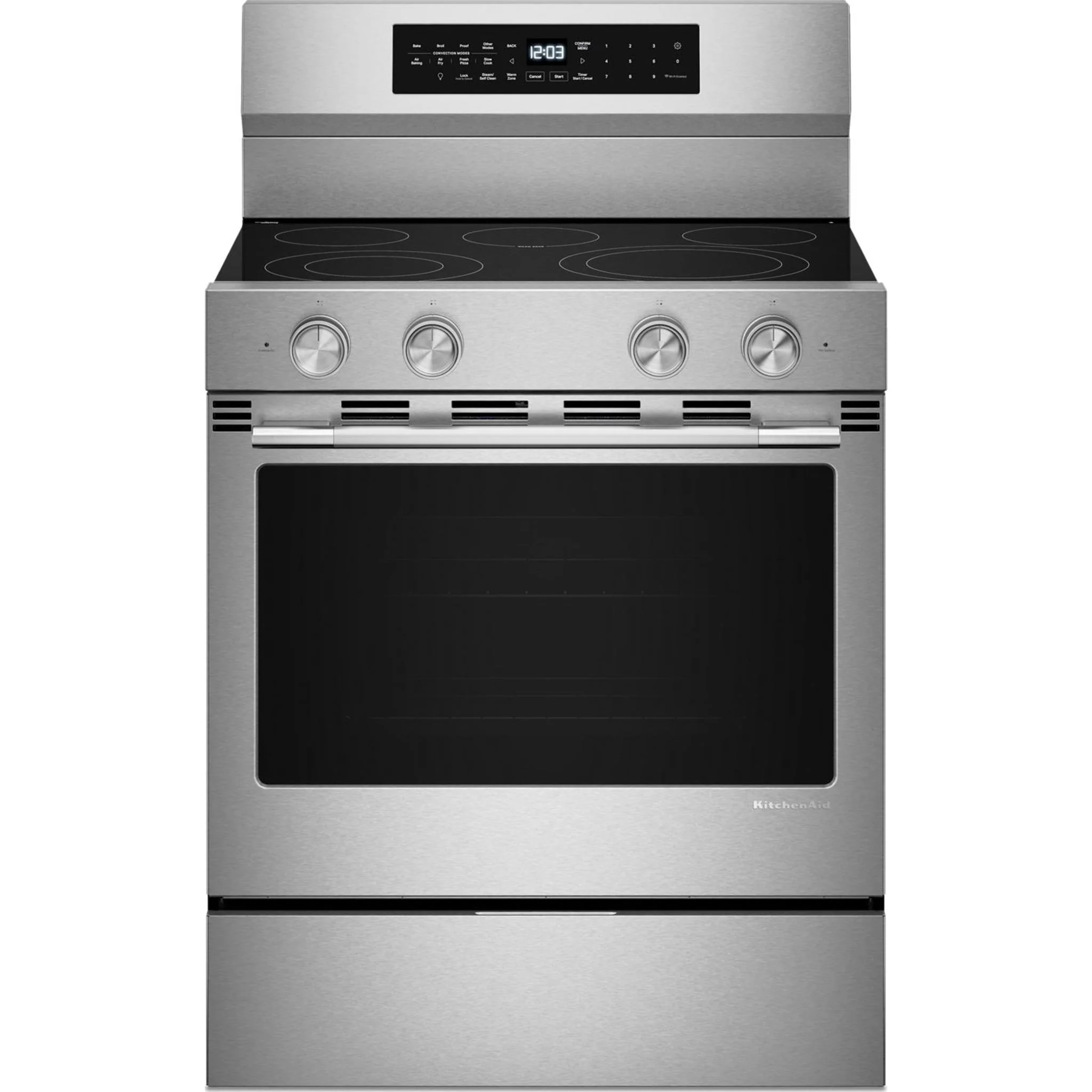 KitchenAid 5.3 Cu. Ft. Freestanding Electric Range with Convection Cooking Modes -Fingerprint Resistant Stainless Steel (YKFES530SPS)