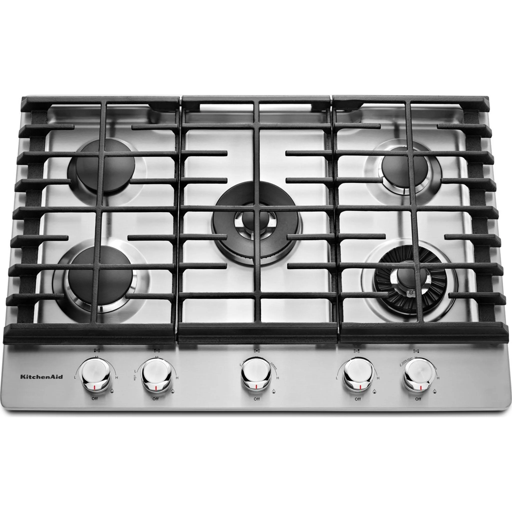 KitchenAid 30" 5-Burner Gas Cooktop with Griddle -Stainless Steel (KCGS950ESS) - Image 6