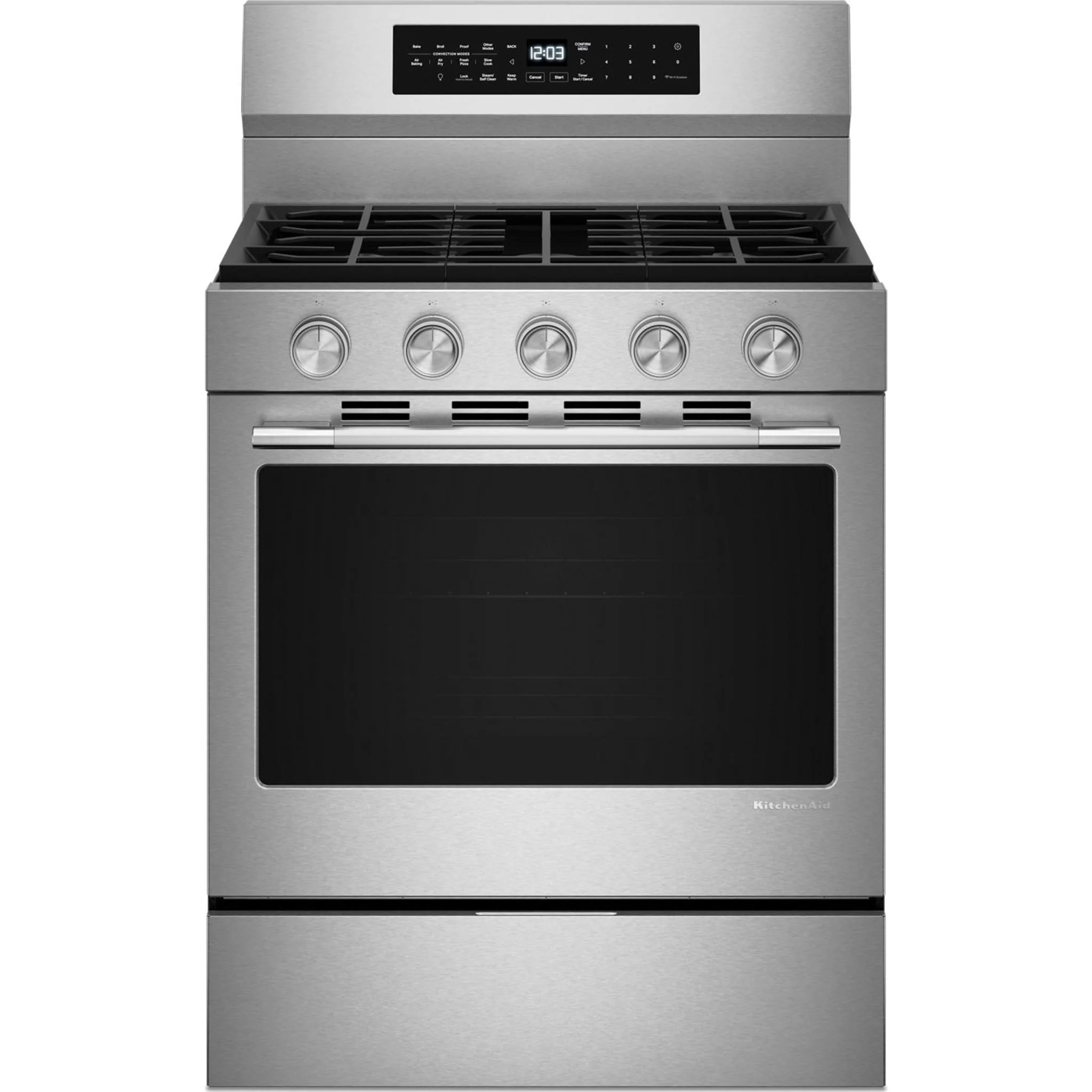KitchenAid 5.0 Cu. Ft. Smart Freestanding Gas Range with Convection Cooking Modes -Fingerprint Resistant Stainless Steel (KFGS530SPS)