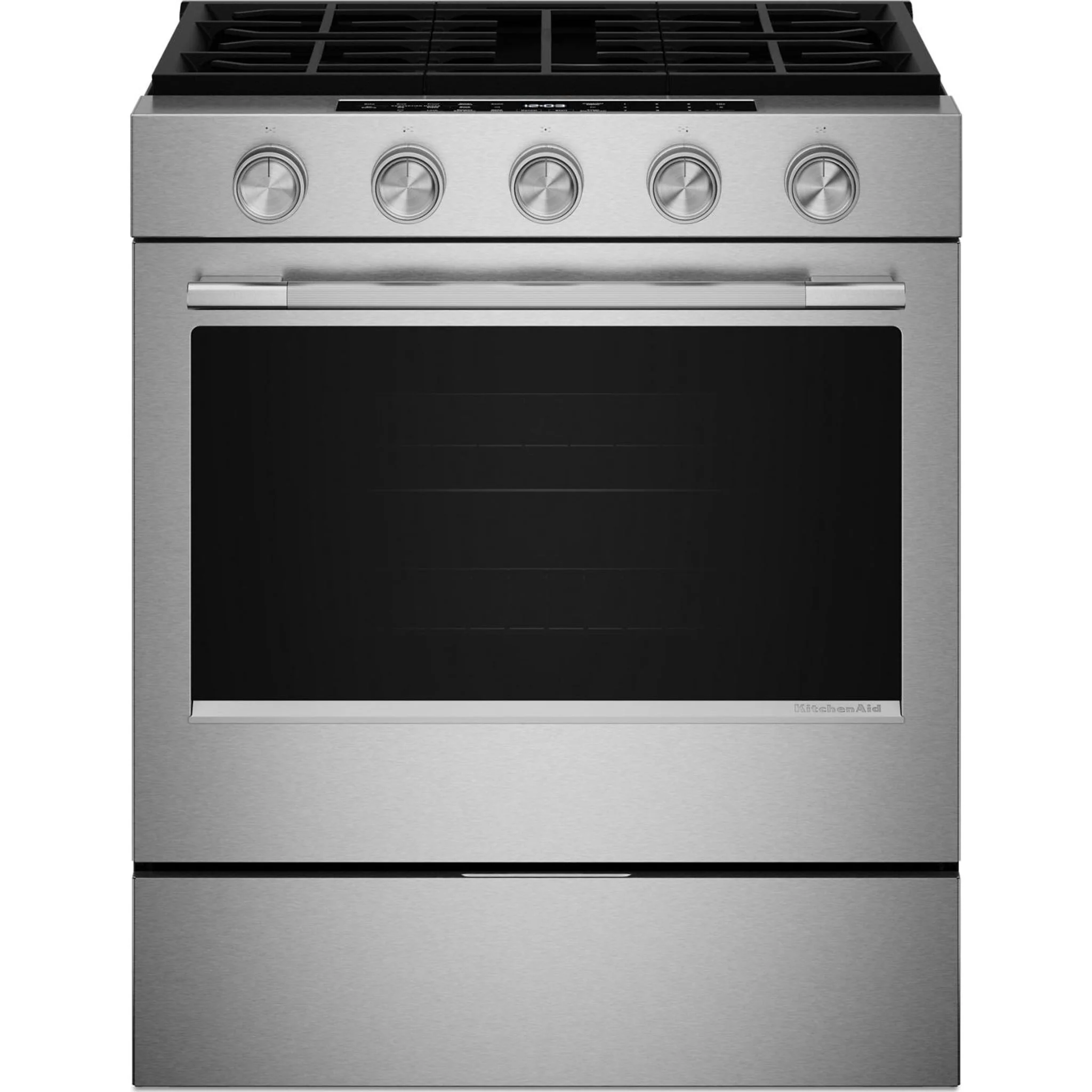 KitchenAid 5.0 Cu. Ft. Smart Slide-in Gas Range with Convection Cooking Modes -Fingerprint Resistant Stainless Steel (KSGS330SPS)