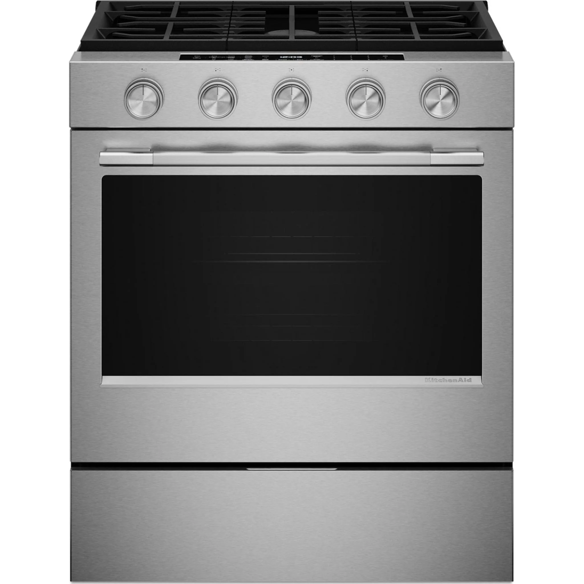 KitchenAid 5.0 Cu. Ft. Smart Slide-in Gas Range with Convection Cooking Modes and 2-in-1 Burner -Fingerprint Resistant Stainless Steel (KSGS530SPS)