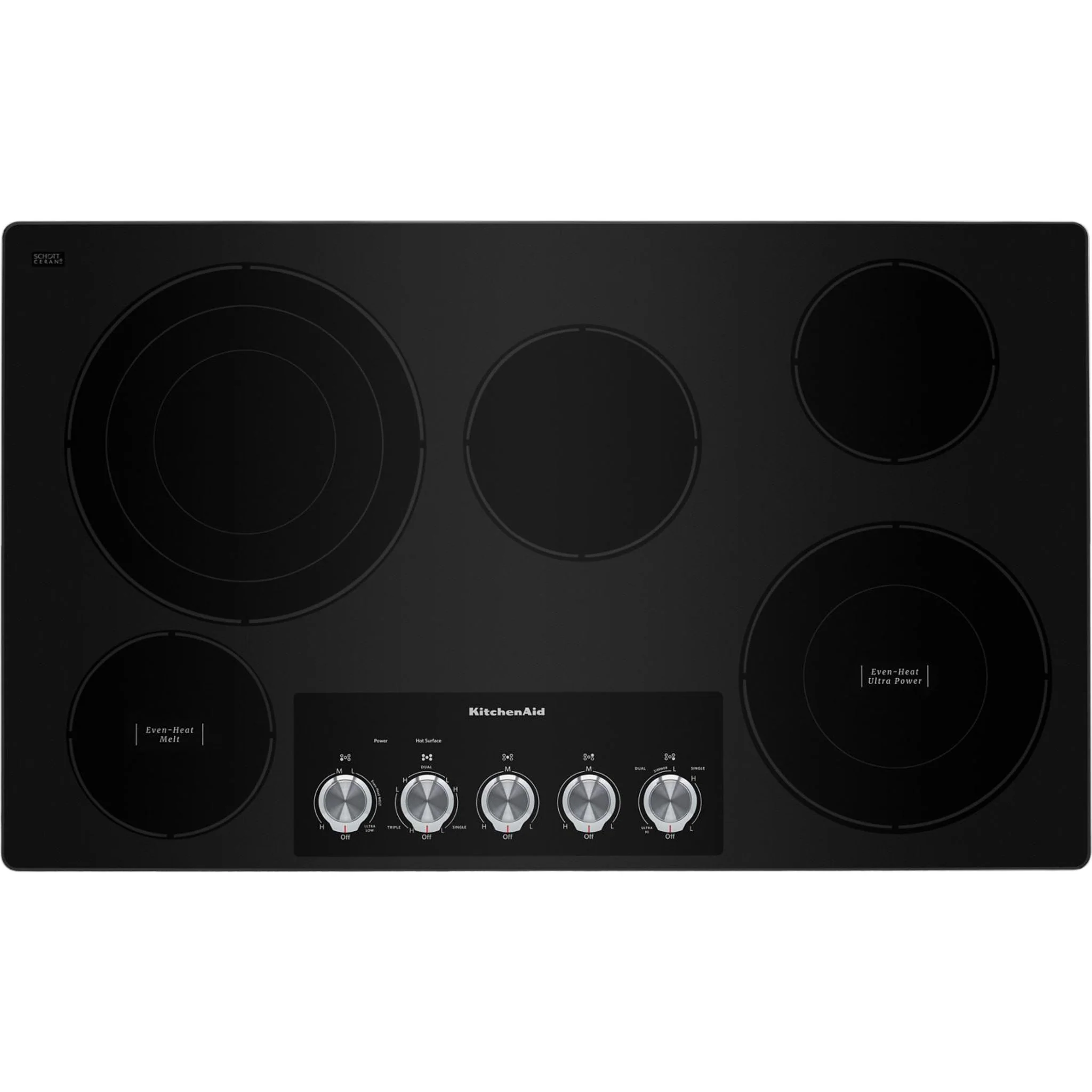 KitchenAid 36" Electric Cooktop with 5 Elements and Knob Controls -Stainless Steel (KCES556HSS) - Image 3