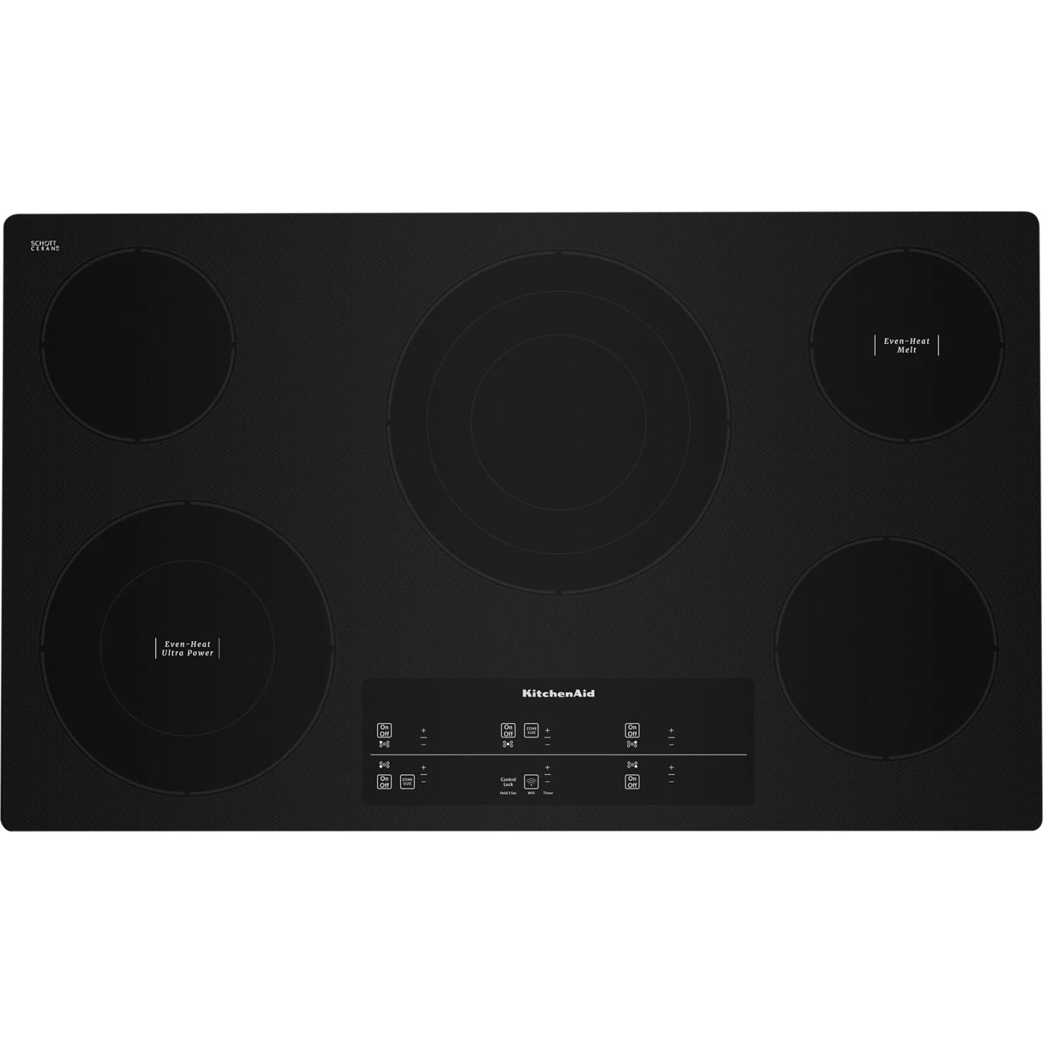 KitchenAid 36" Electric Cooktop with 5 Elements and Touch-Activated Controls -Black (KCES956KBL)