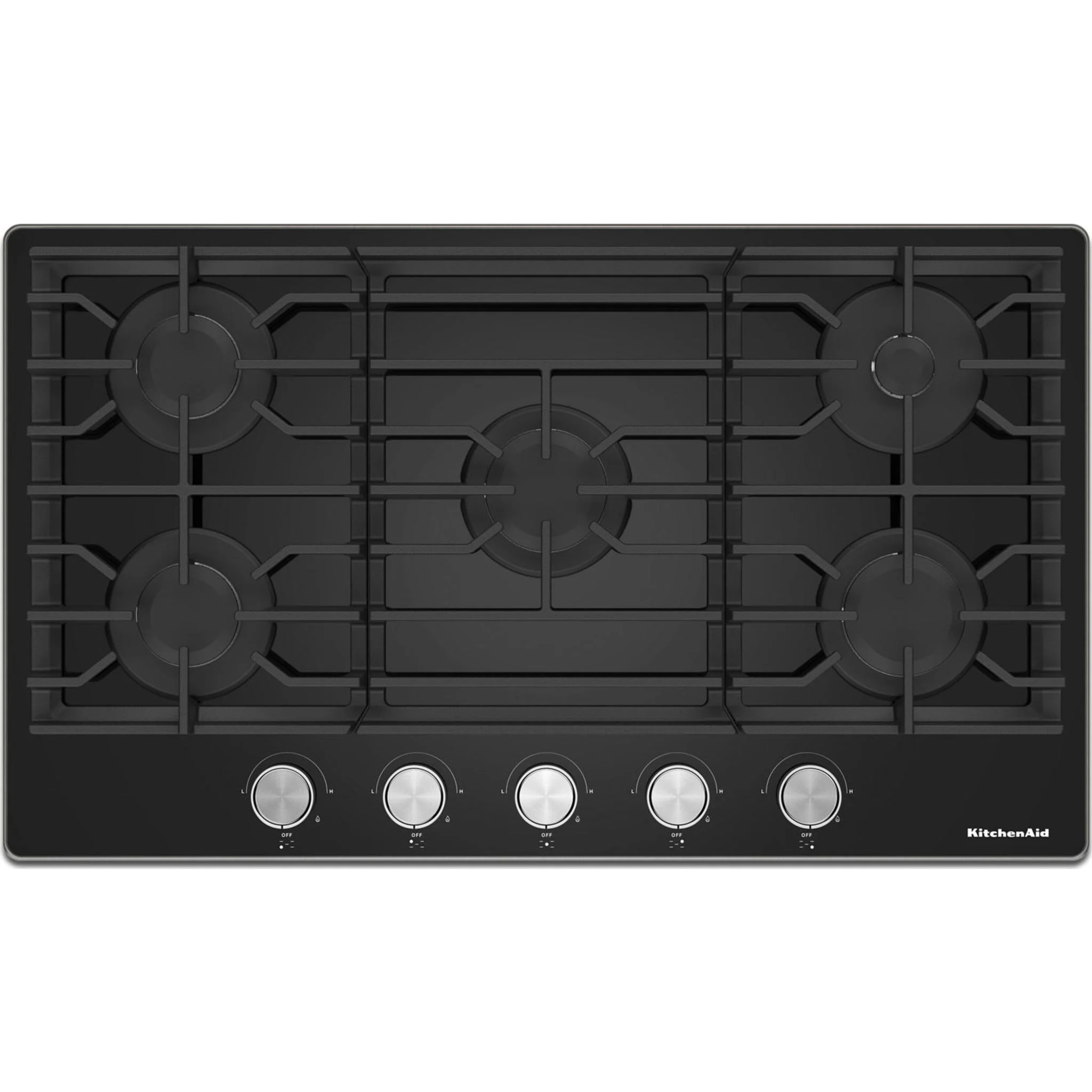 KitchenAid 36" Gas-on-Glass Cooktop -Black (KCGG536PBL)