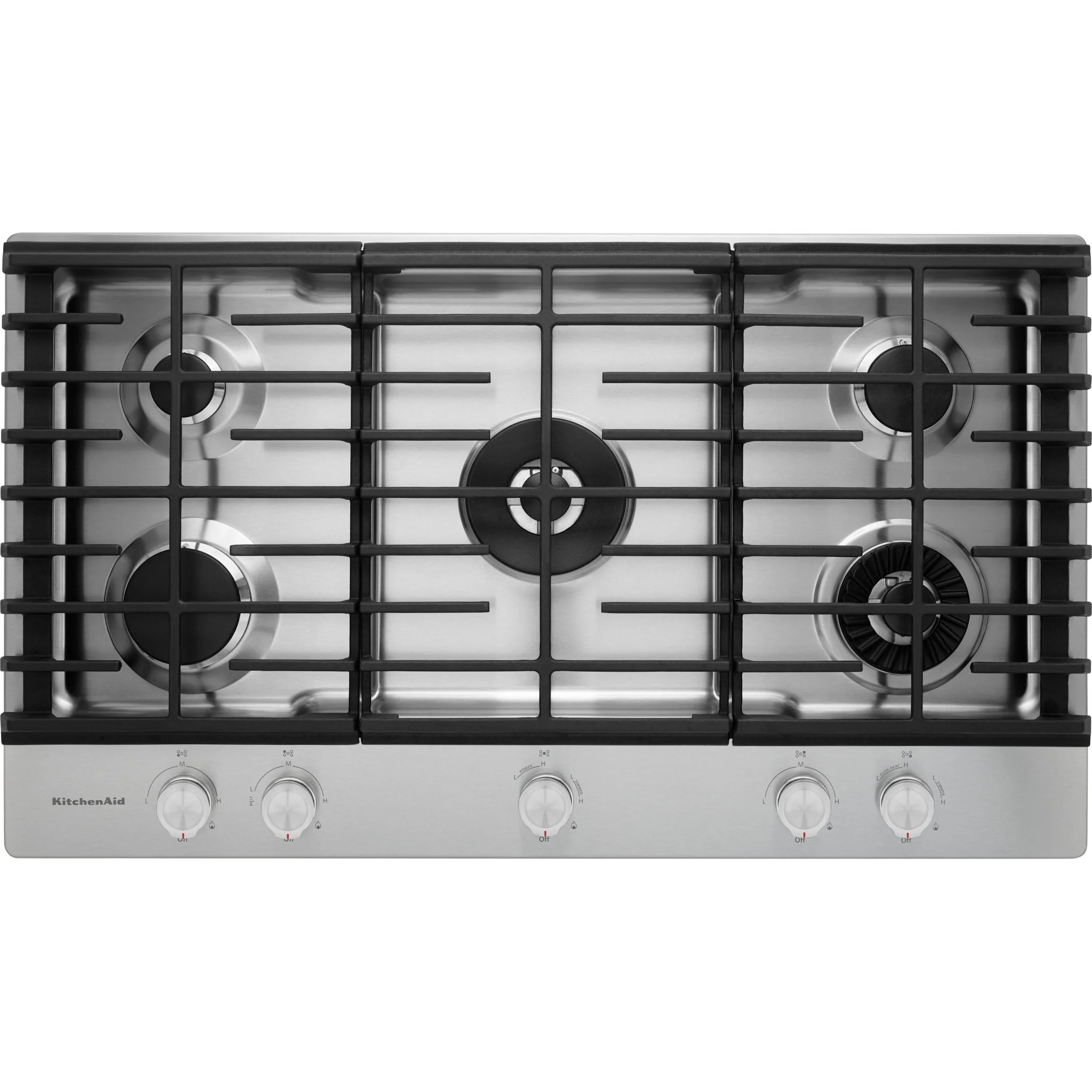 KitchenAid 36" 5-Burner Gas Cooktop with Griddle -Stainless Steel (KCGS956ESS)