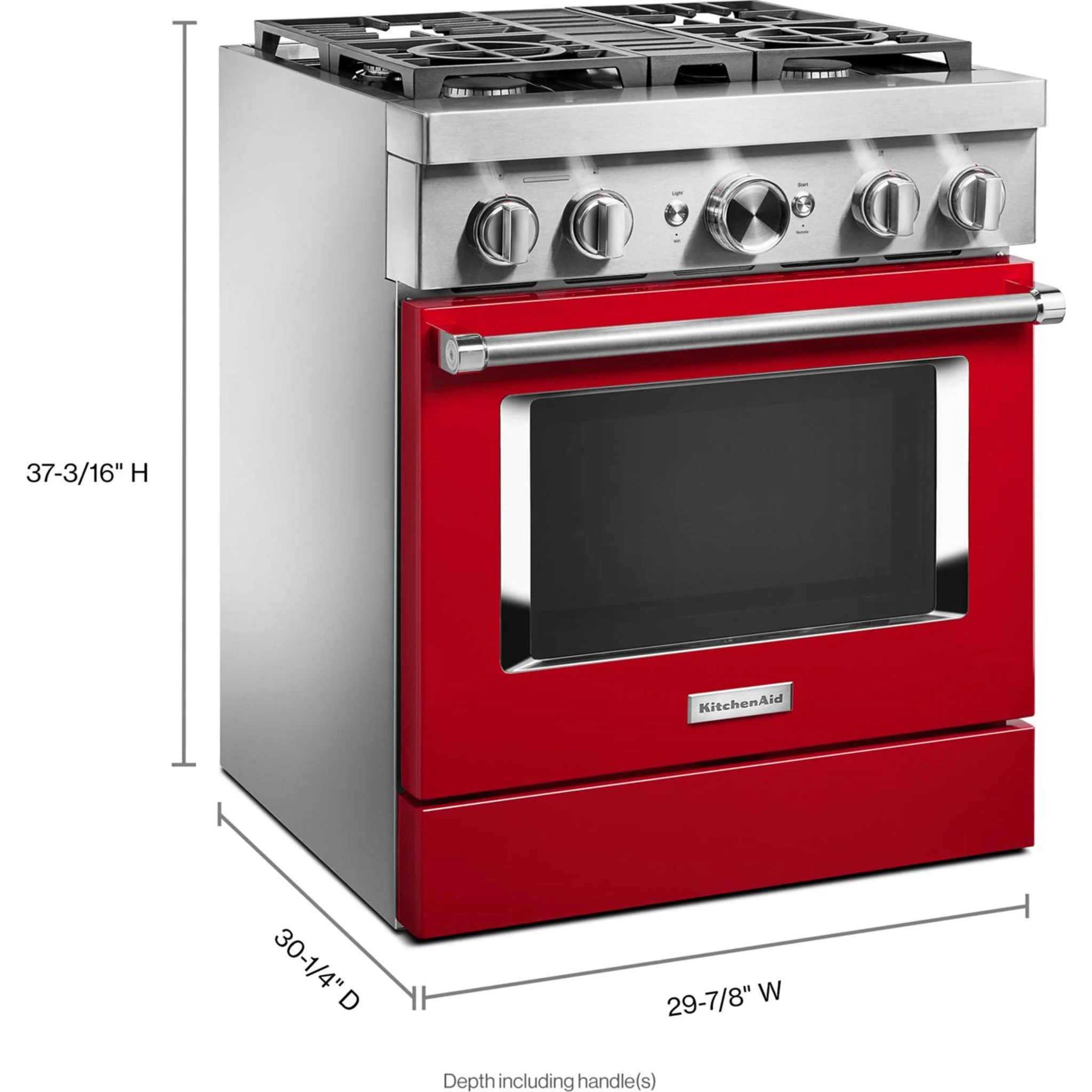 KitchenAid 30'' Smart Commercial-Style Dual Fuel Range with 4 Burners - Passion Red (KFDC500JPA) - Image 54