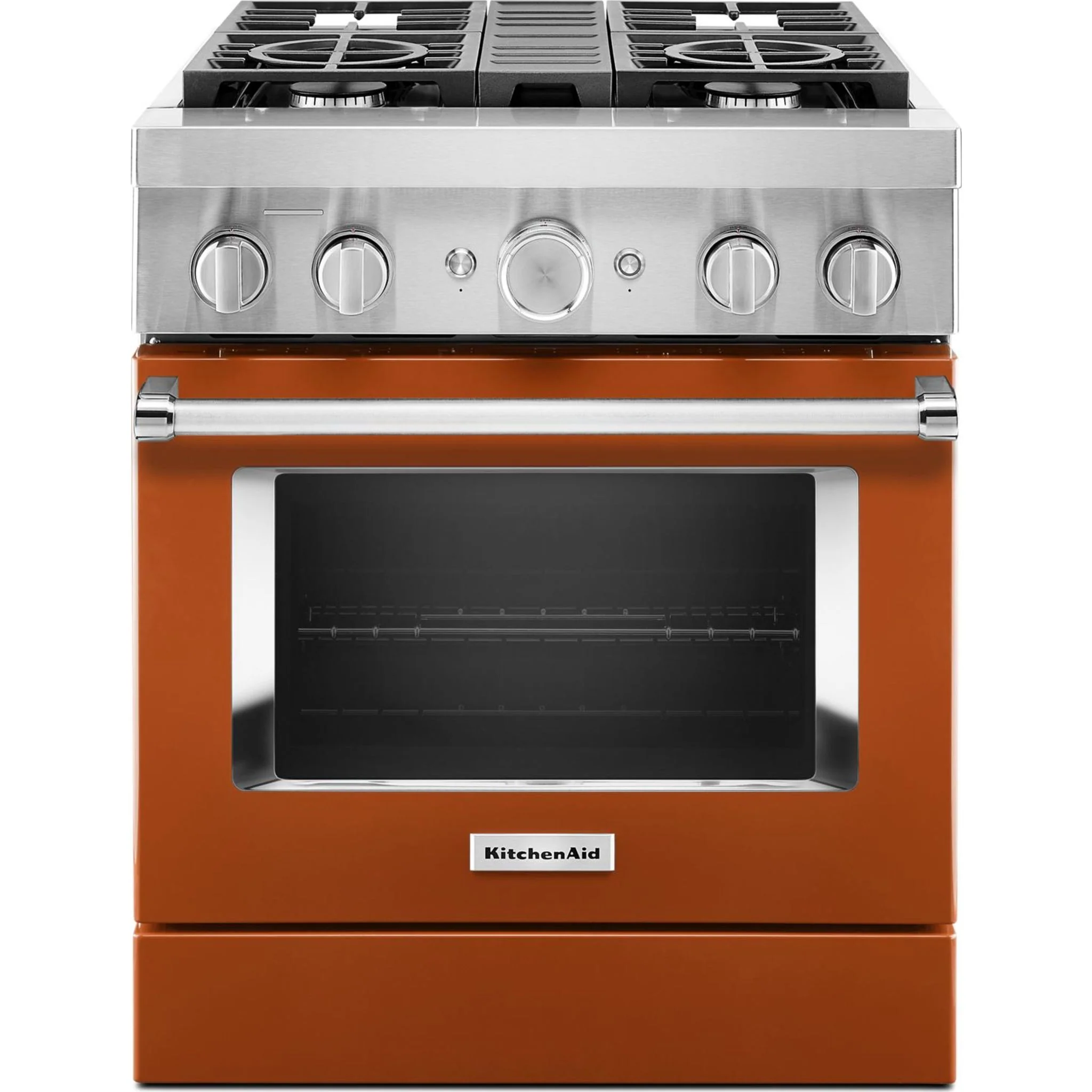 KitchenAid 30'' Smart Commercial-Style Dual Fuel Range with 4 Burners - Scorched Orange (KFDC500JSC) - Image 2