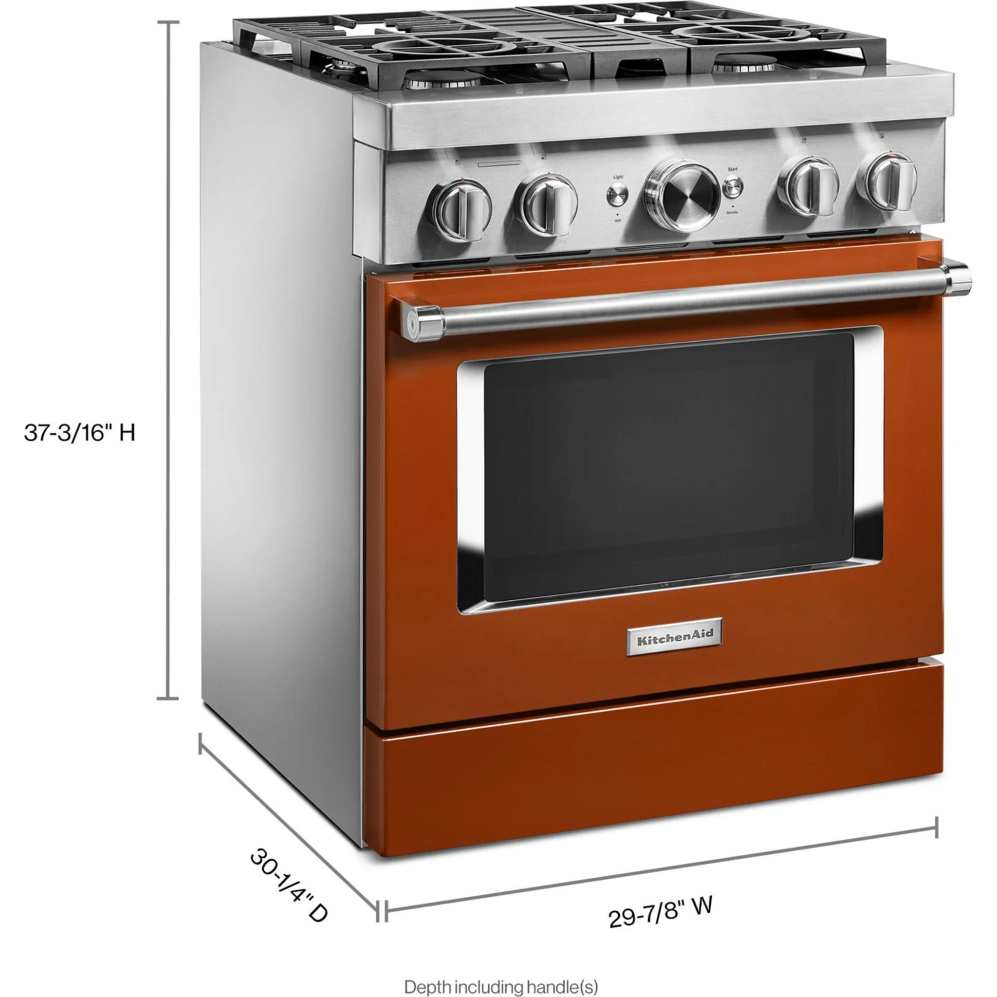 KitchenAid 30'' Smart Commercial-Style Dual Fuel Range with 4 Burners - Scorched Orange (KFDC500JSC) - Image 56