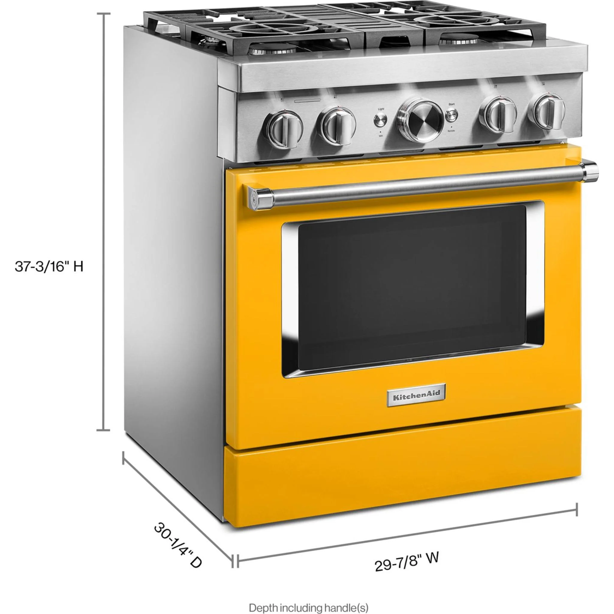 KitchenAid 30'' Smart Commercial-Style Dual Fuel Range with 4 Burners - Yellow Pepper (KFDC500JYP) - Image 48