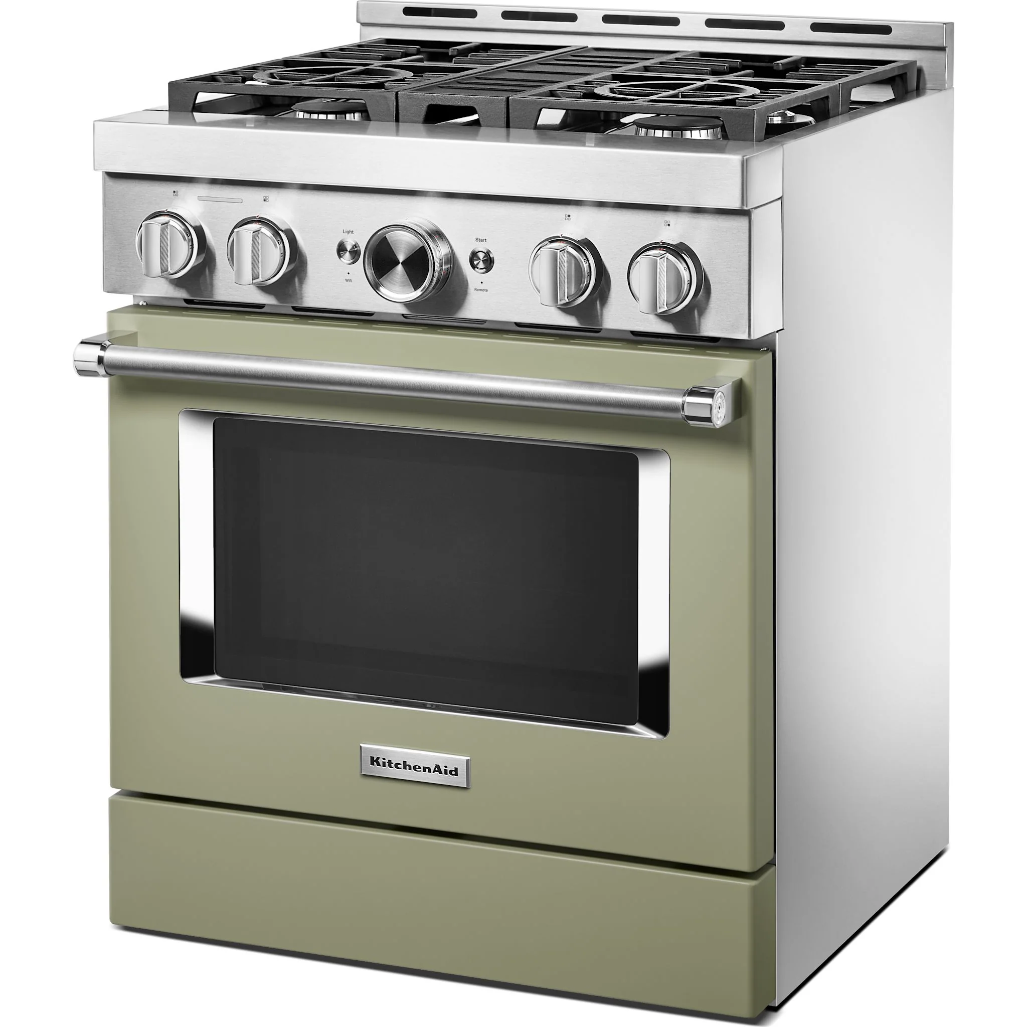 KitchenAid 30'' Smart Commercial-Style Gas Range with 4 Burners - Avocado Cream (KFGC500JAV) - Image 2