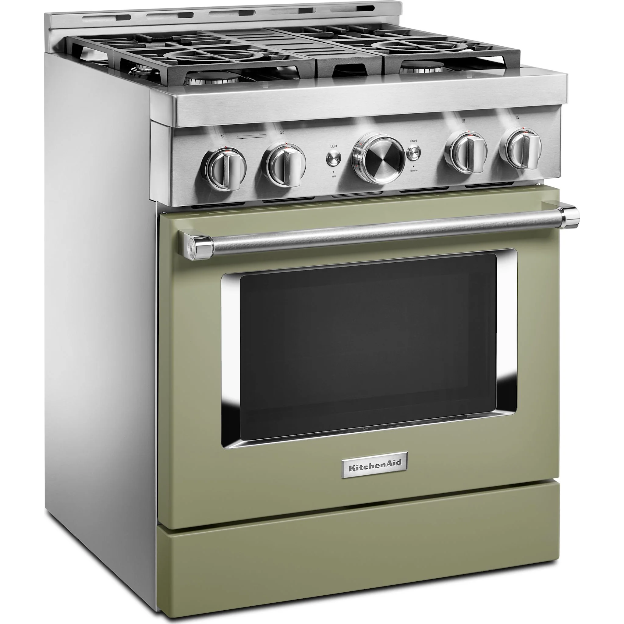 KitchenAid 30'' Smart Commercial-Style Gas Range with 4 Burners - Avocado Cream (KFGC500JAV) - Image 3