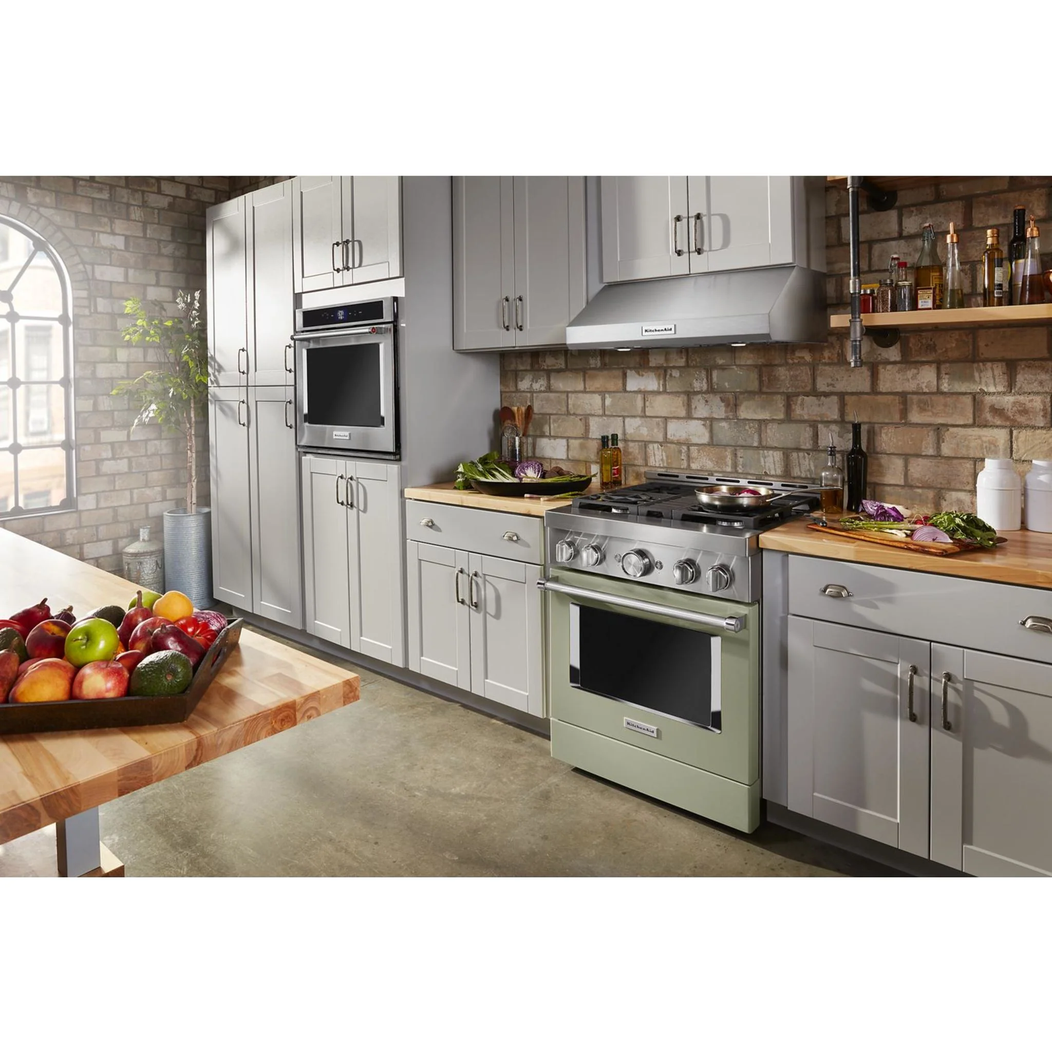 KitchenAid 30'' Smart Commercial-Style Gas Range with 4 Burners - Avocado Cream (KFGC500JAV) - Image 41