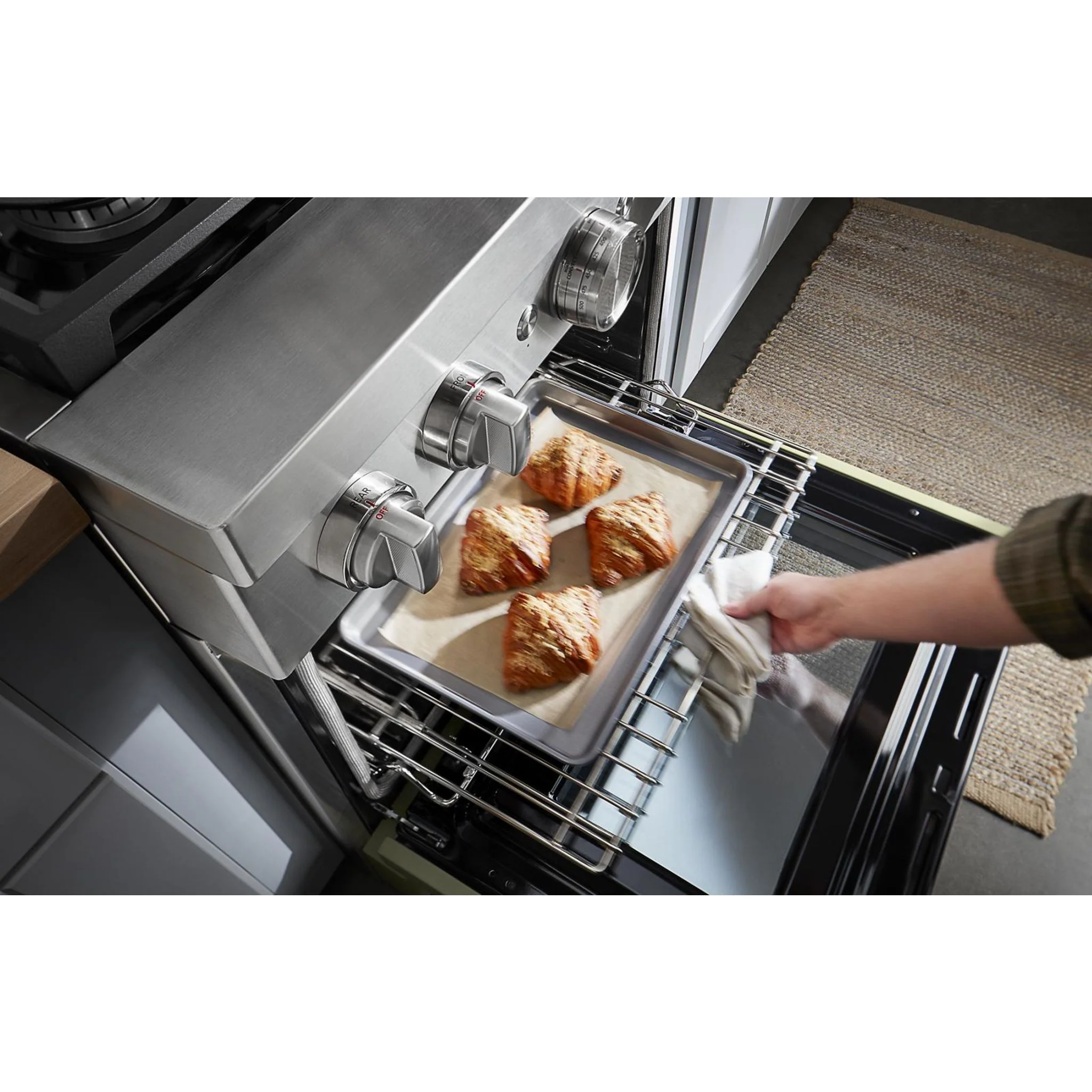 KitchenAid 30'' Smart Commercial-Style Gas Range with 4 Burners - Avocado Cream (KFGC500JAV) - Image 48